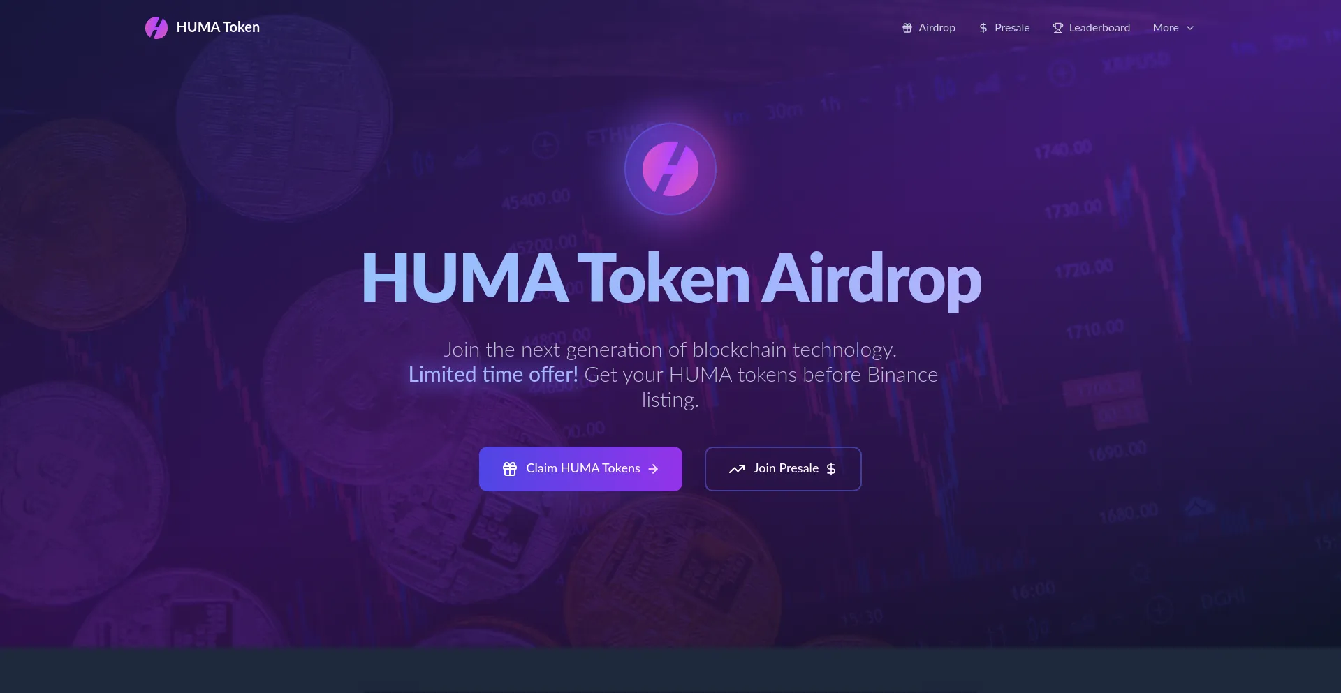 Website screenshot of Humadrop.com