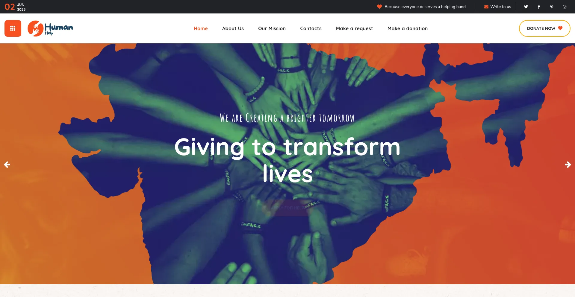Website screenshot of Human-help.com