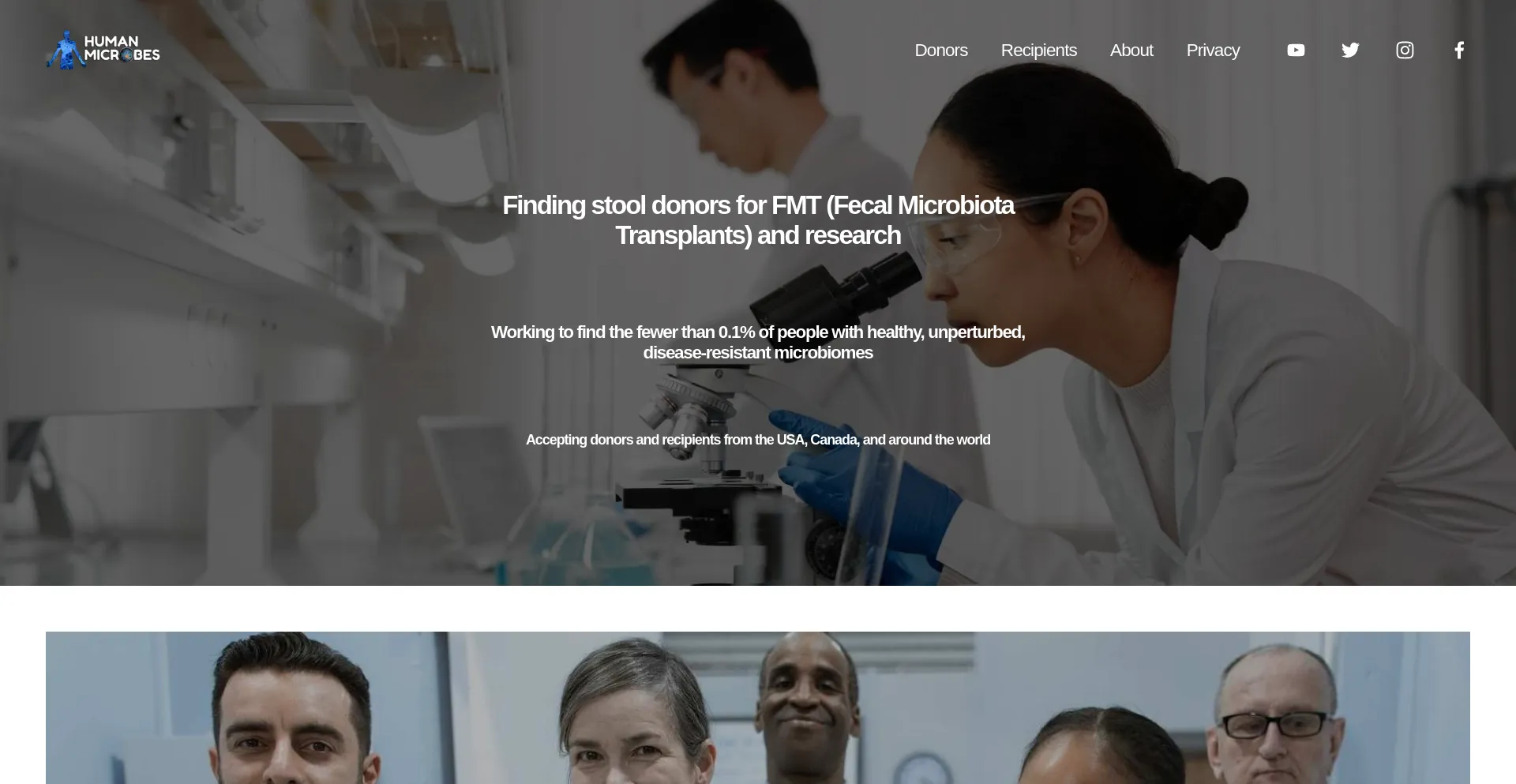 Website screenshot of Humanmicrobes.org