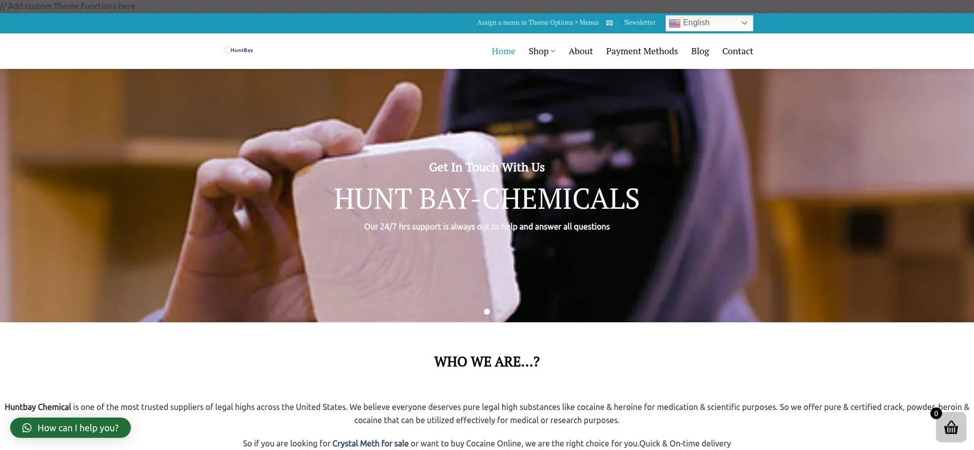Website screenshot of Huntbay-chemicals.com