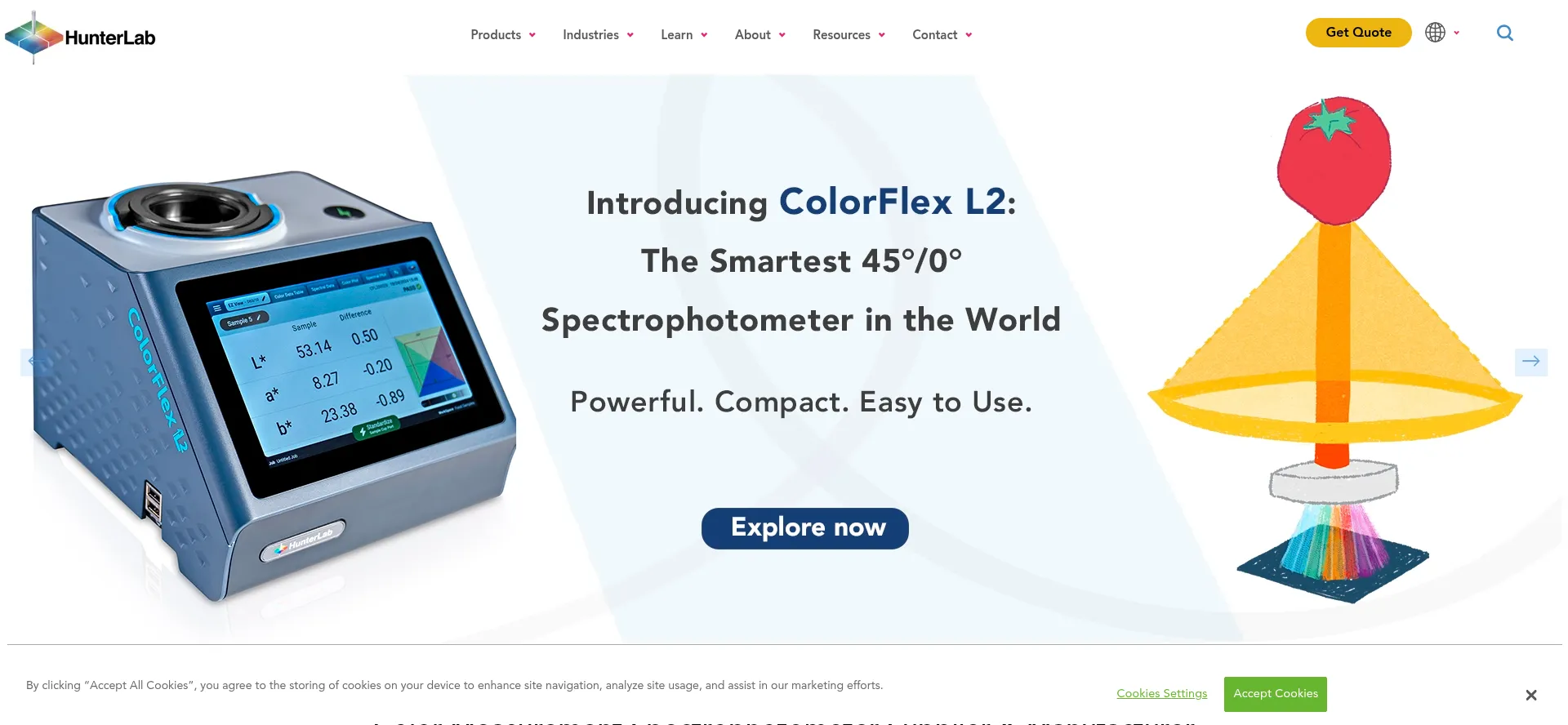 Website screenshot of Hunterlab.com