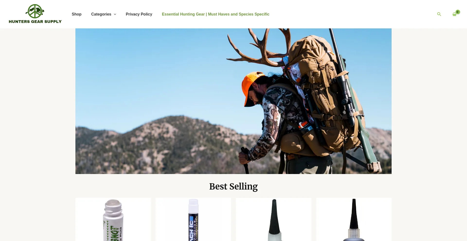 Website screenshot of Huntersgearsupply.com