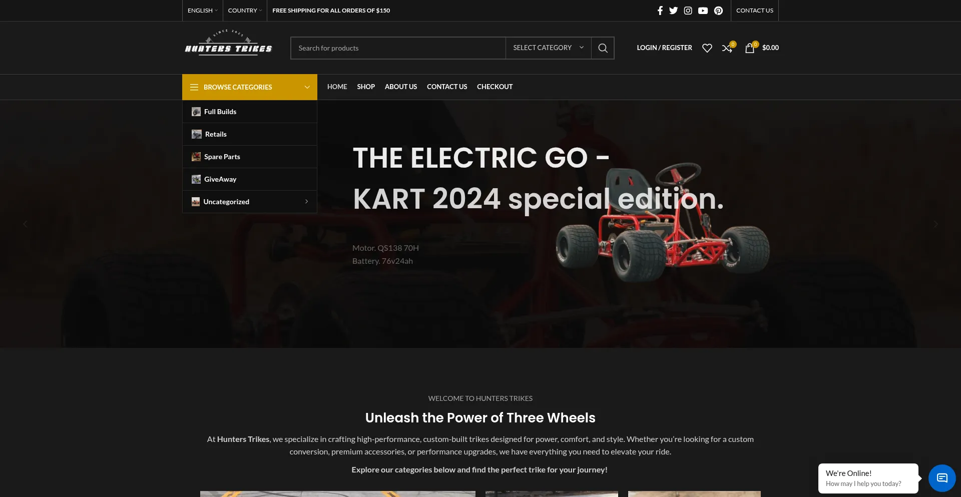 Website screenshot of Hunterstrikes.net
