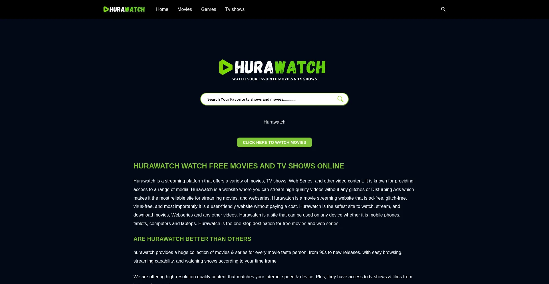Website screenshot of Hurawatch.website