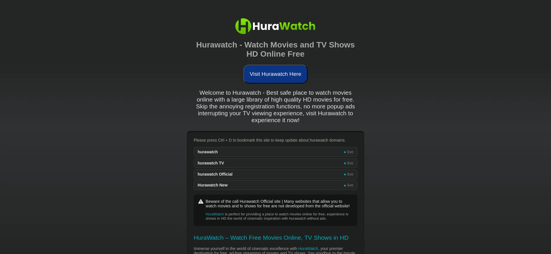 Website screenshot of Hurawatch-xo.pages.dev