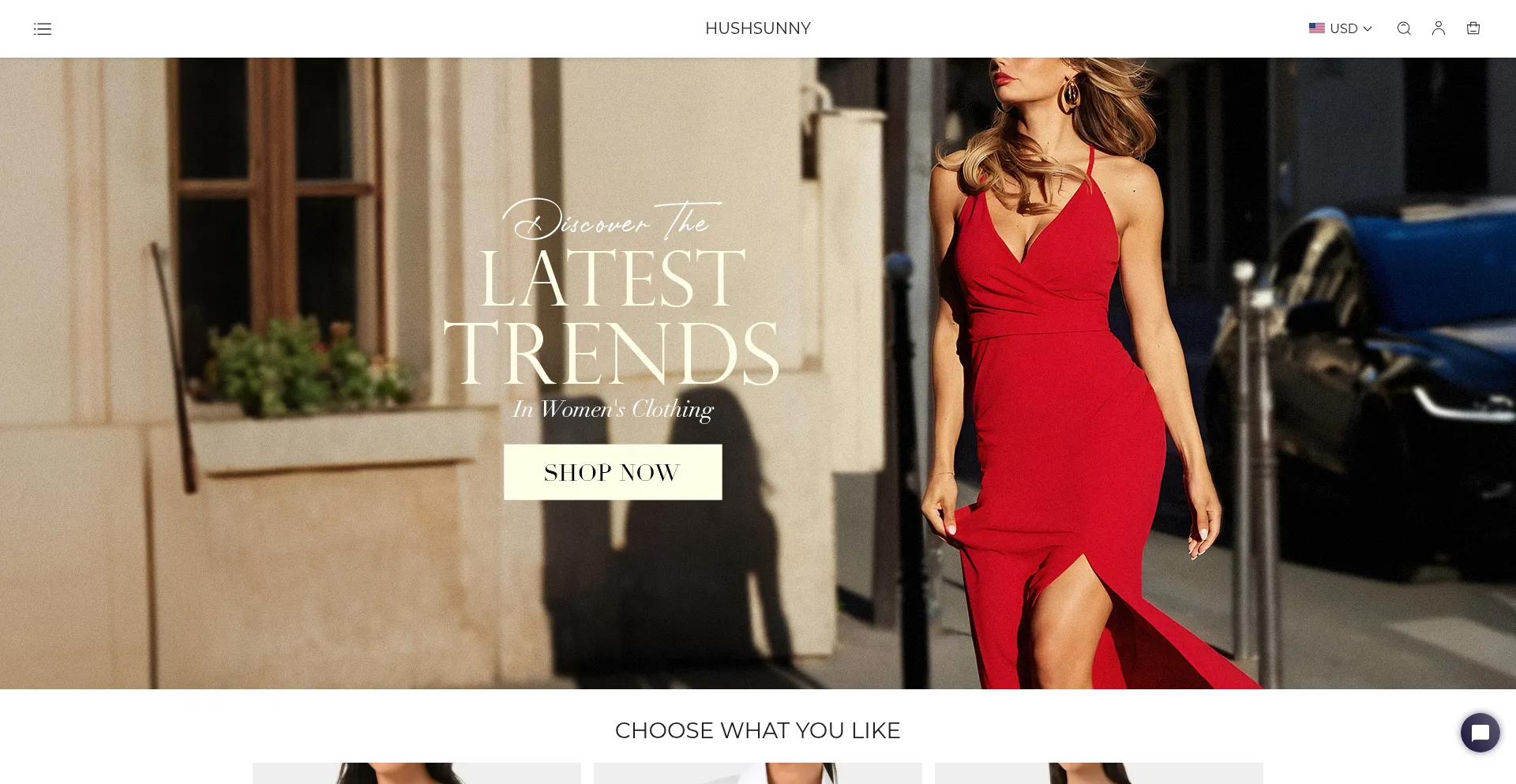 Website screenshot of Hushsunny.com
