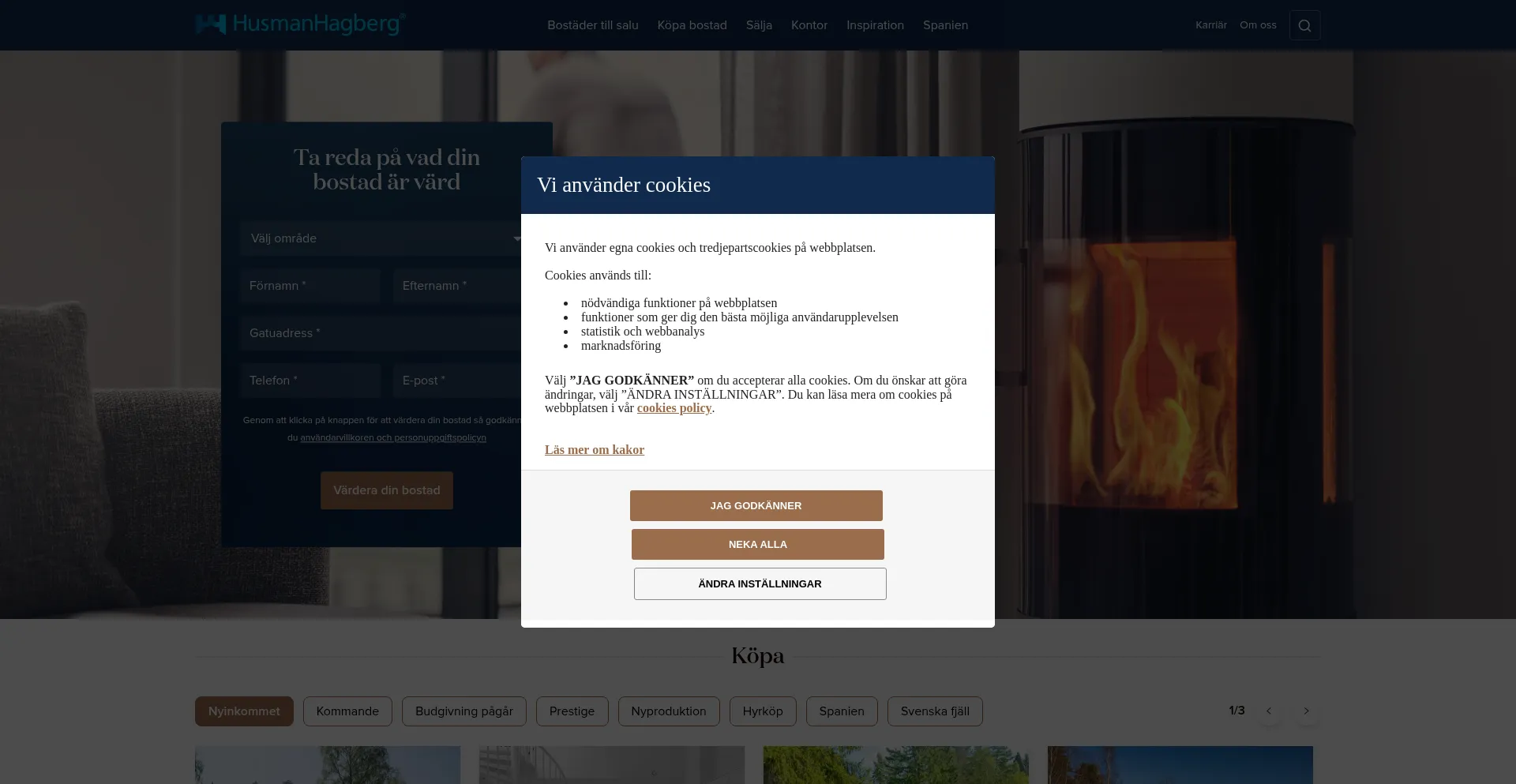 Website screenshot of Husmanhagberg.se