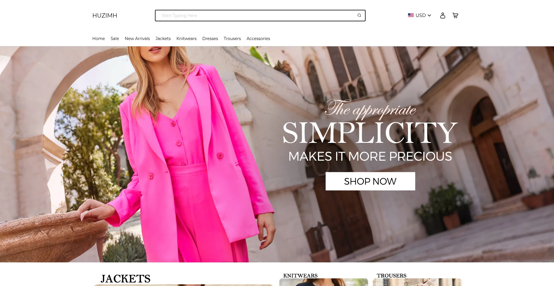 Website screenshot of Huzimh.com