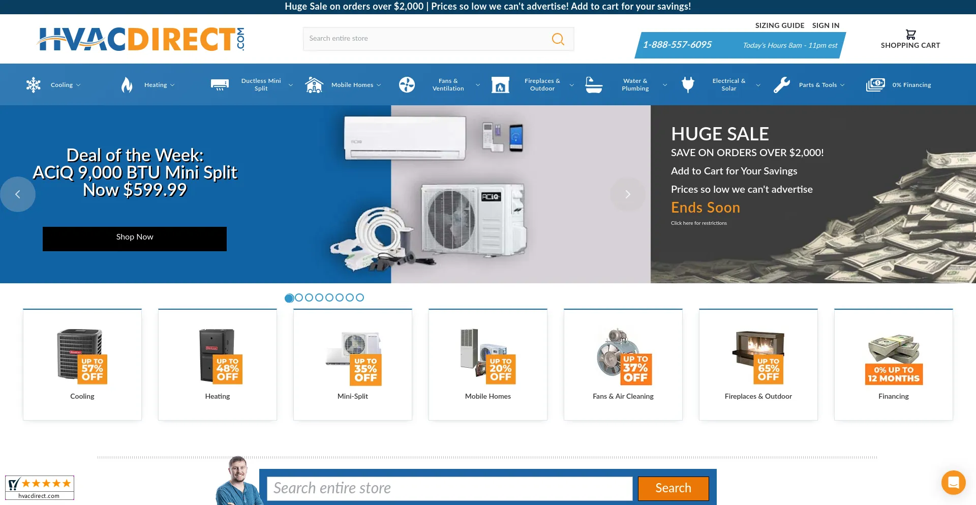 Website screenshot of Hvacdirect.com