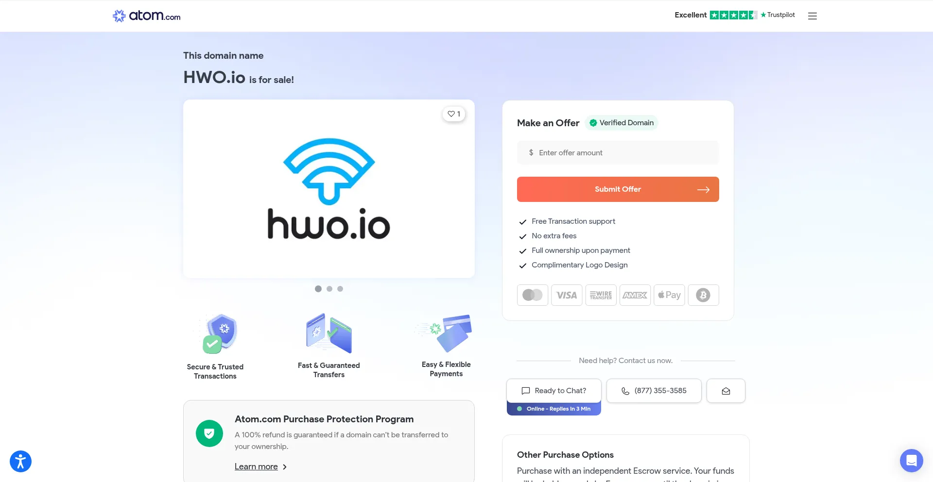 Website screenshot of Hwo.io