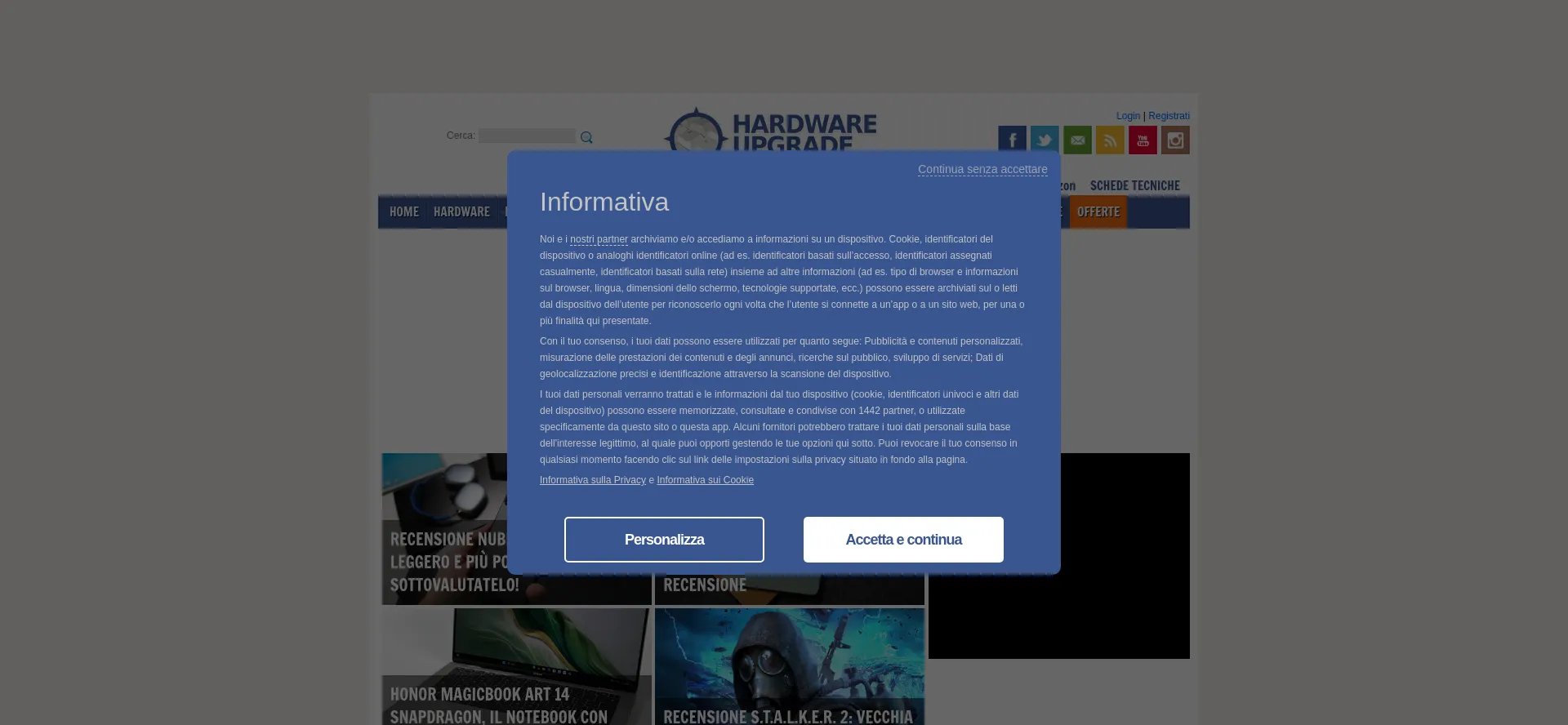 Website screenshot of Hwupgrade.it