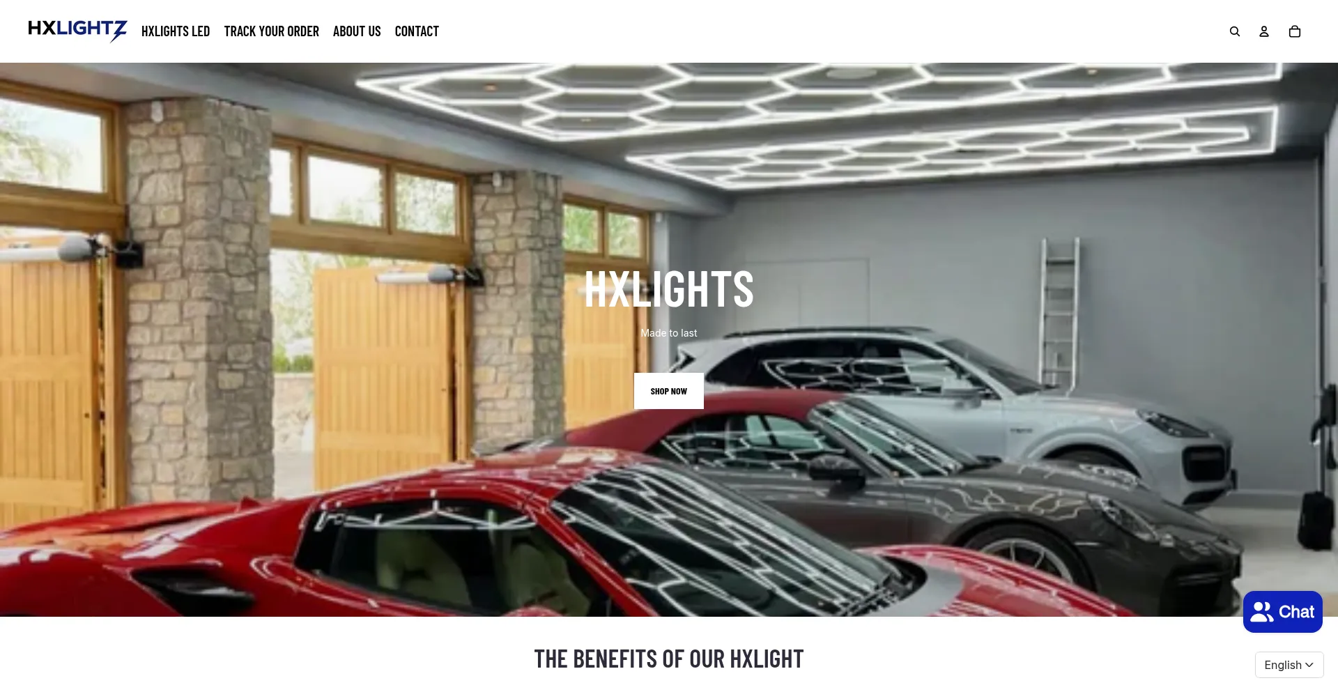 Website screenshot of Hx-lights.com
