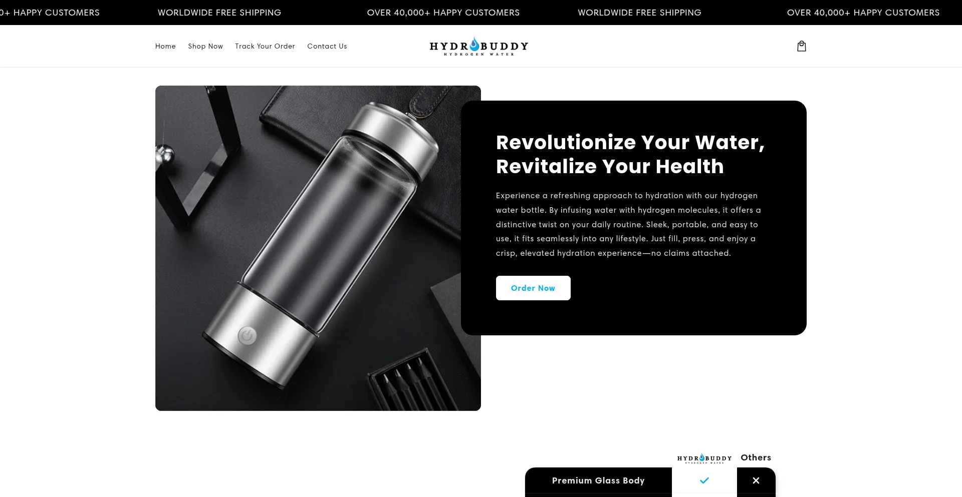 Website screenshot of Hydrobuddy.co