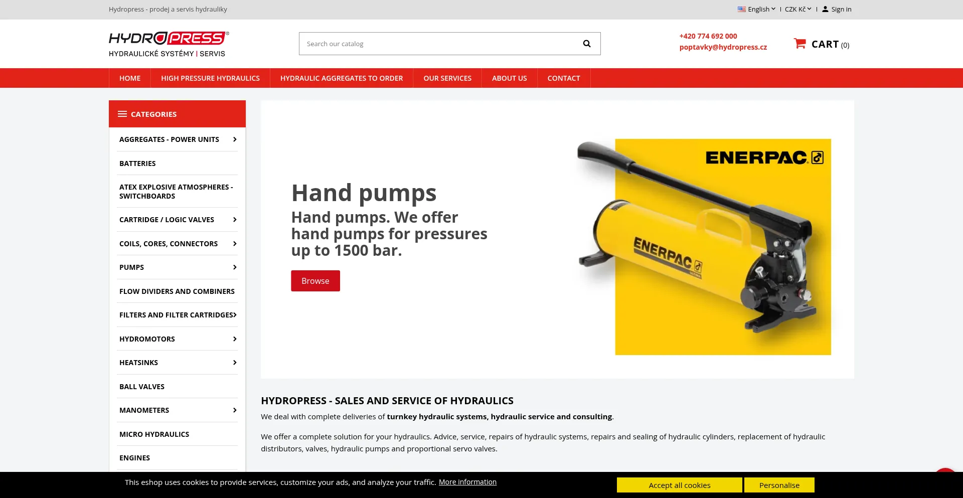 Website screenshot of Hydropress.cz