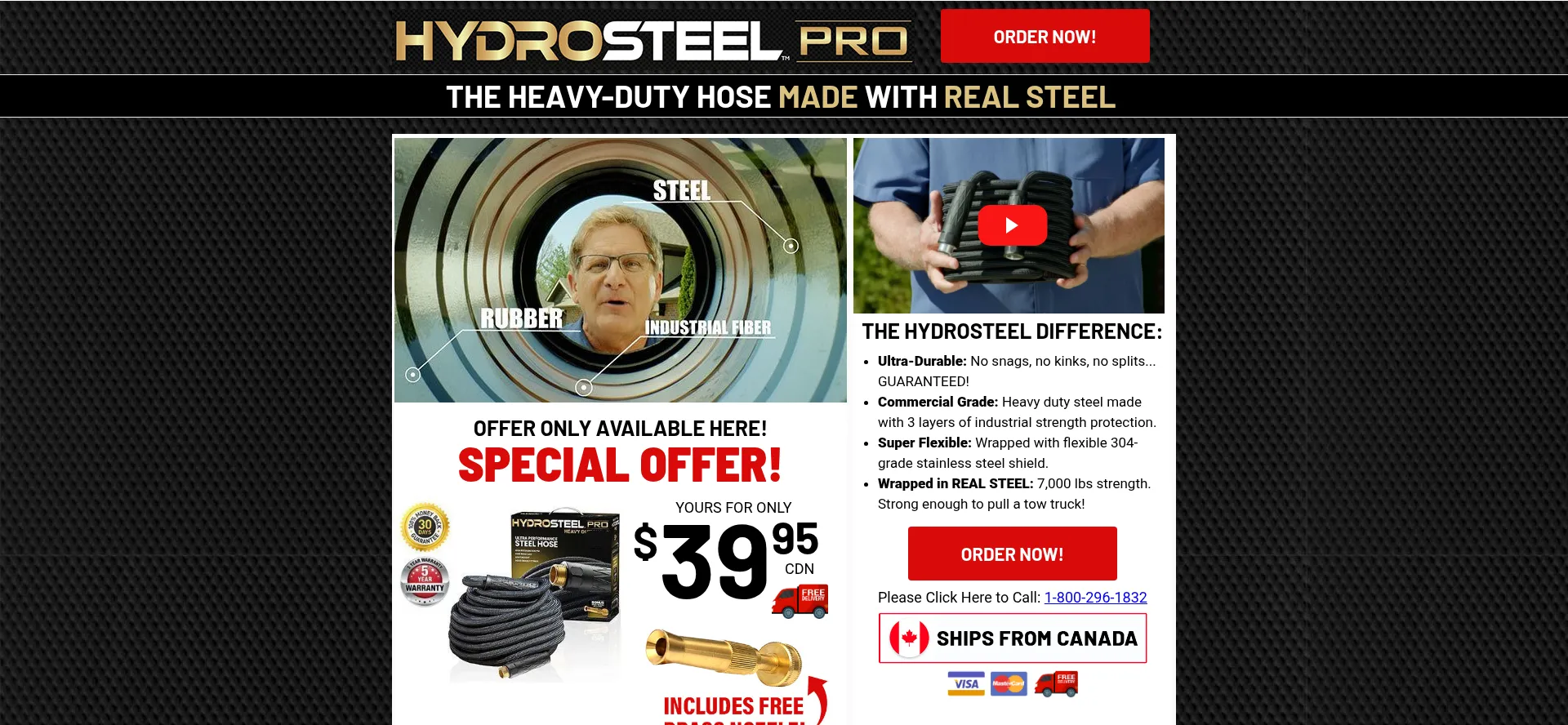 Website screenshot of Hydrosteel.ca