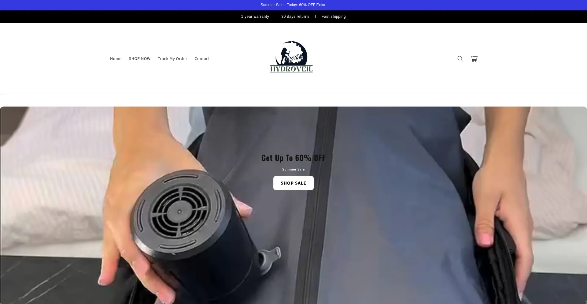 Website screenshot of Hydroveil.store