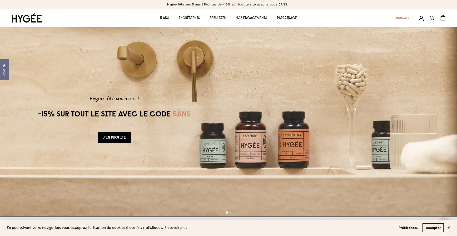 Website screenshot of Hygee.co
