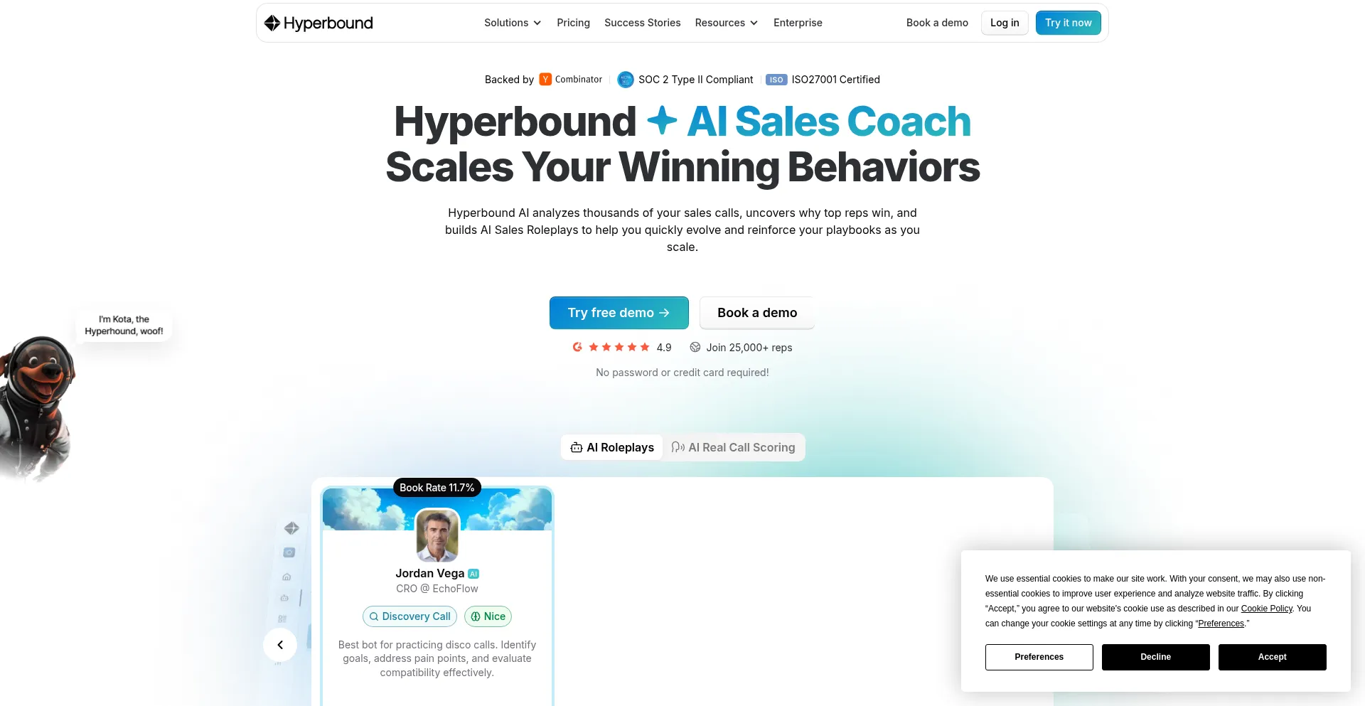 Website screenshot of Hyperbound.ai
