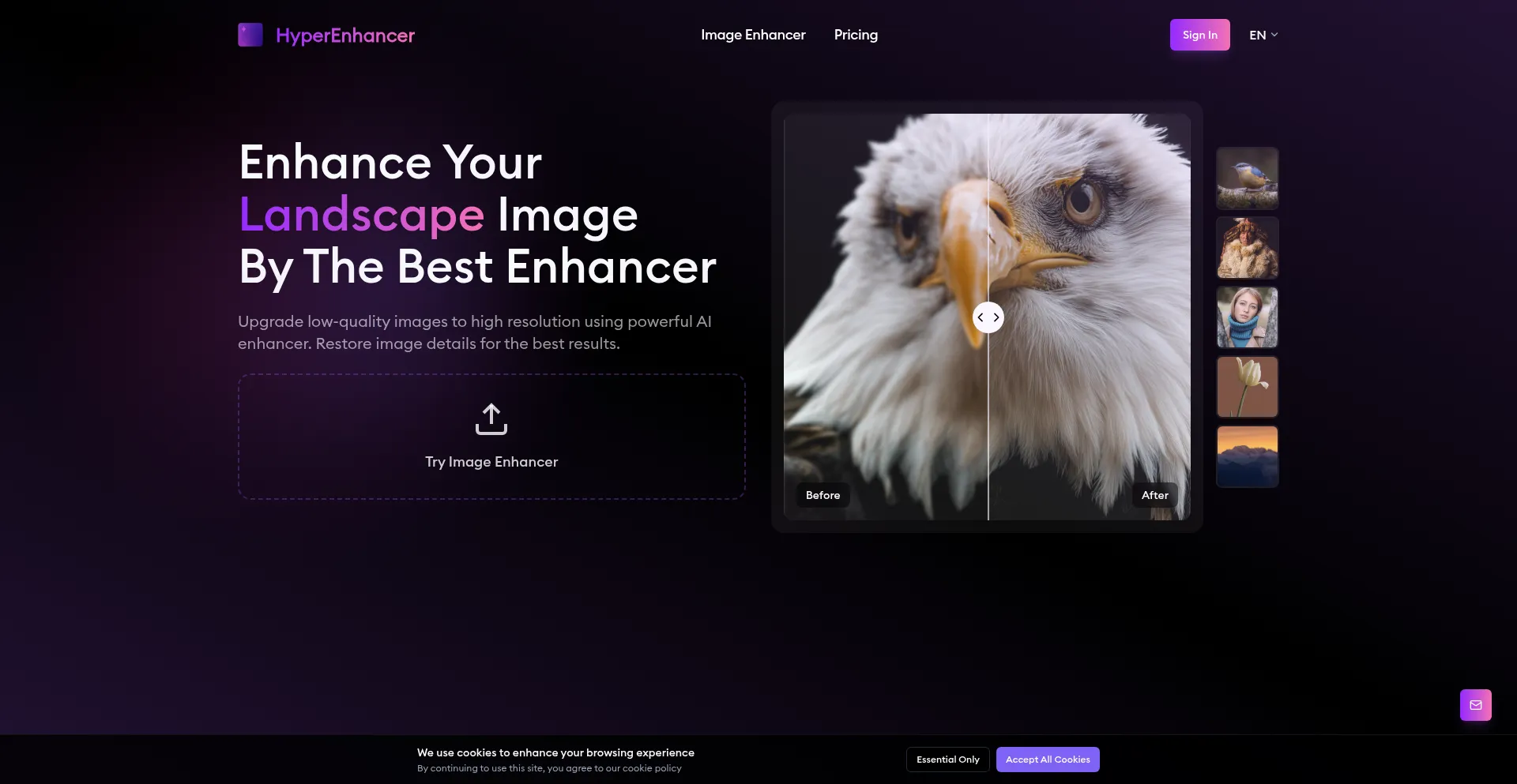 Website screenshot of Hyperenhancer.com