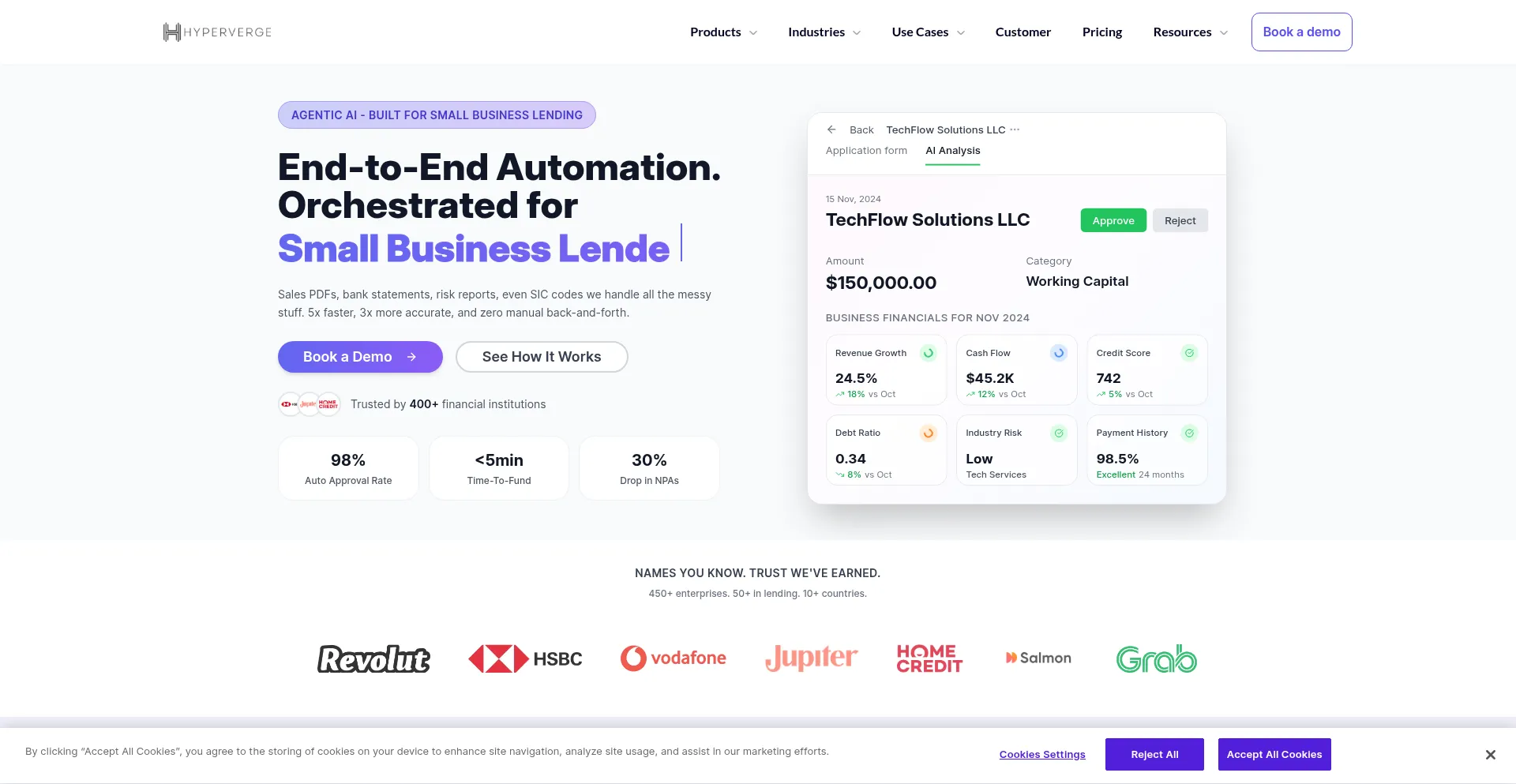 Website screenshot of Hyperverge.co