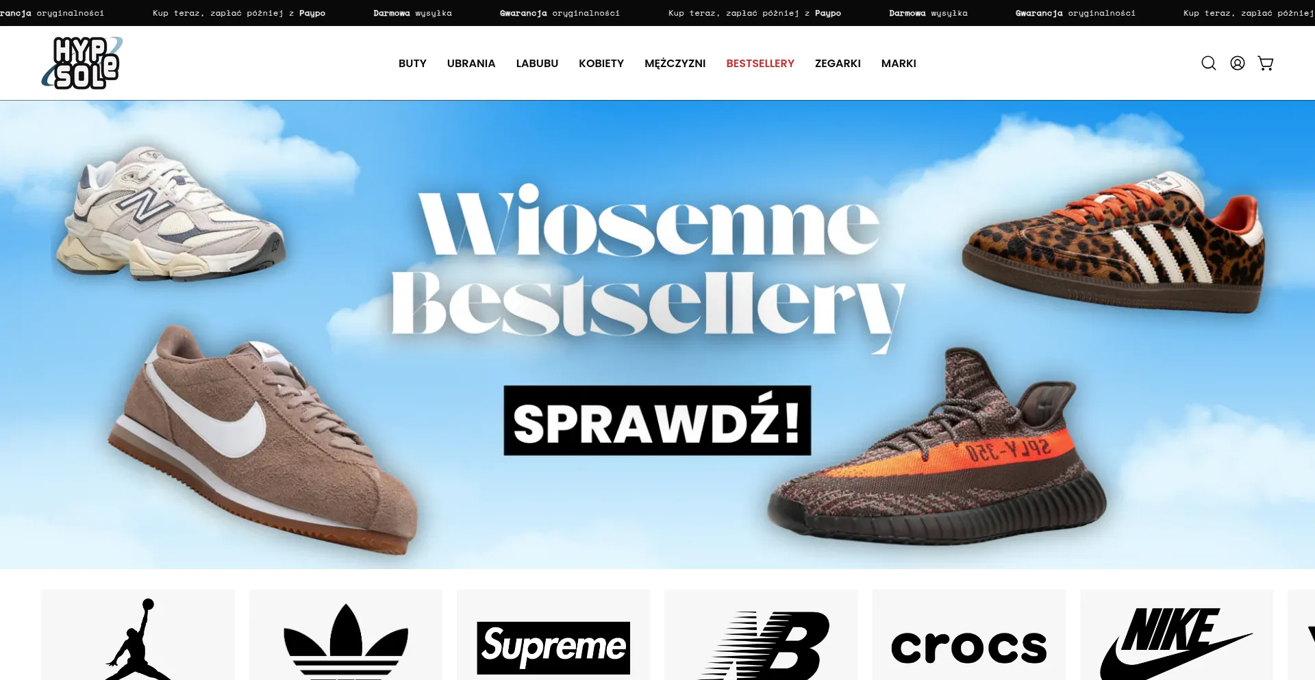 Website screenshot of Hypesole.pl