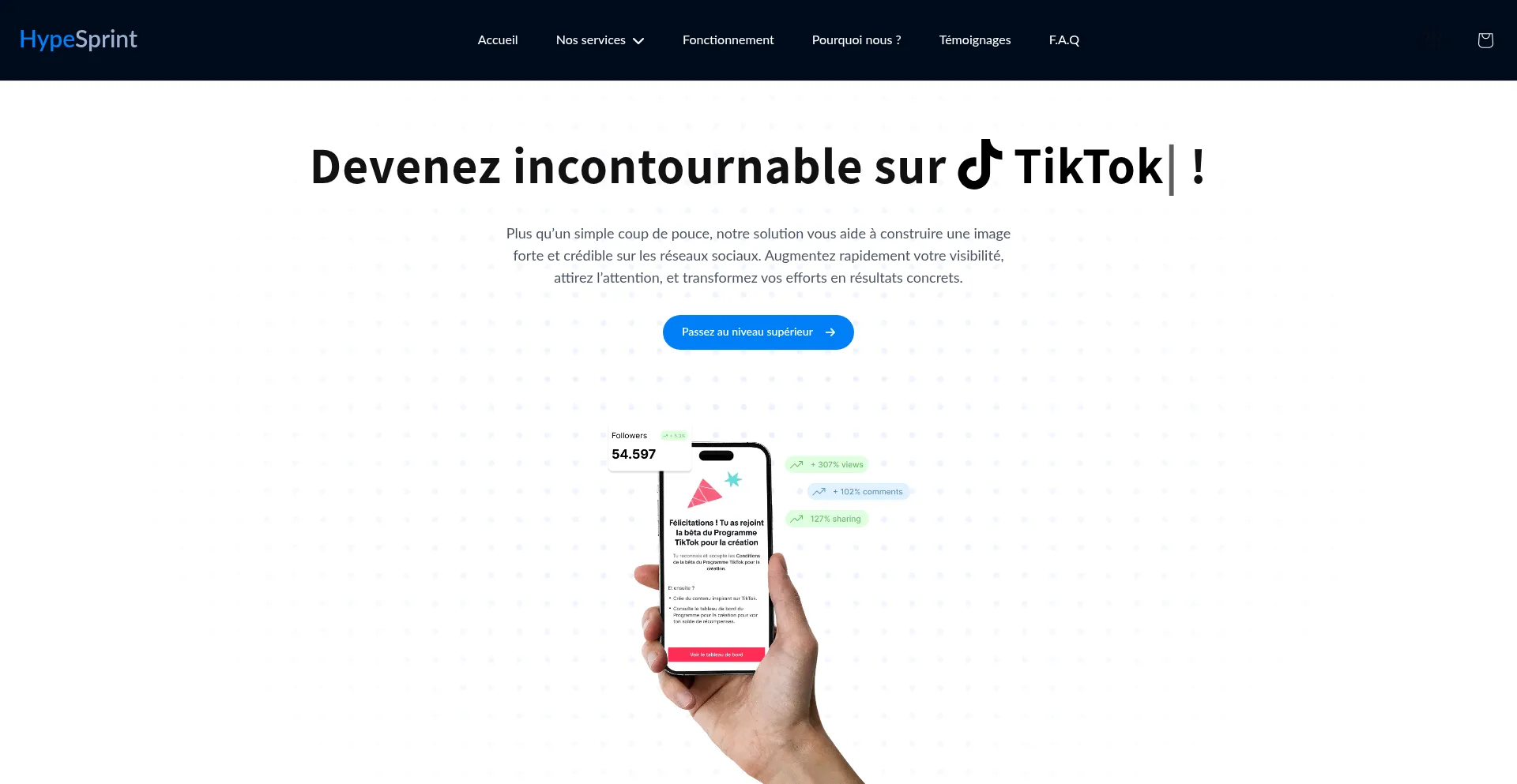 Website screenshot of Hypesprint.store