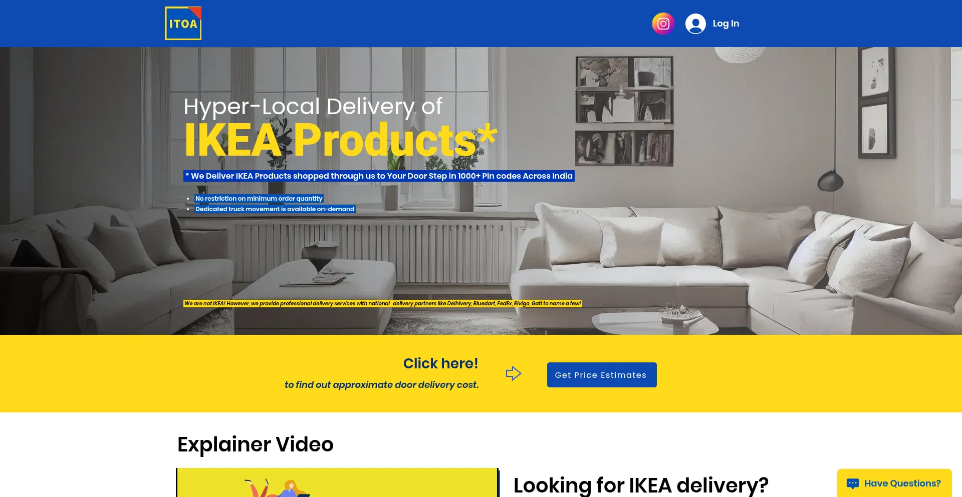Website screenshot of I2akart.in