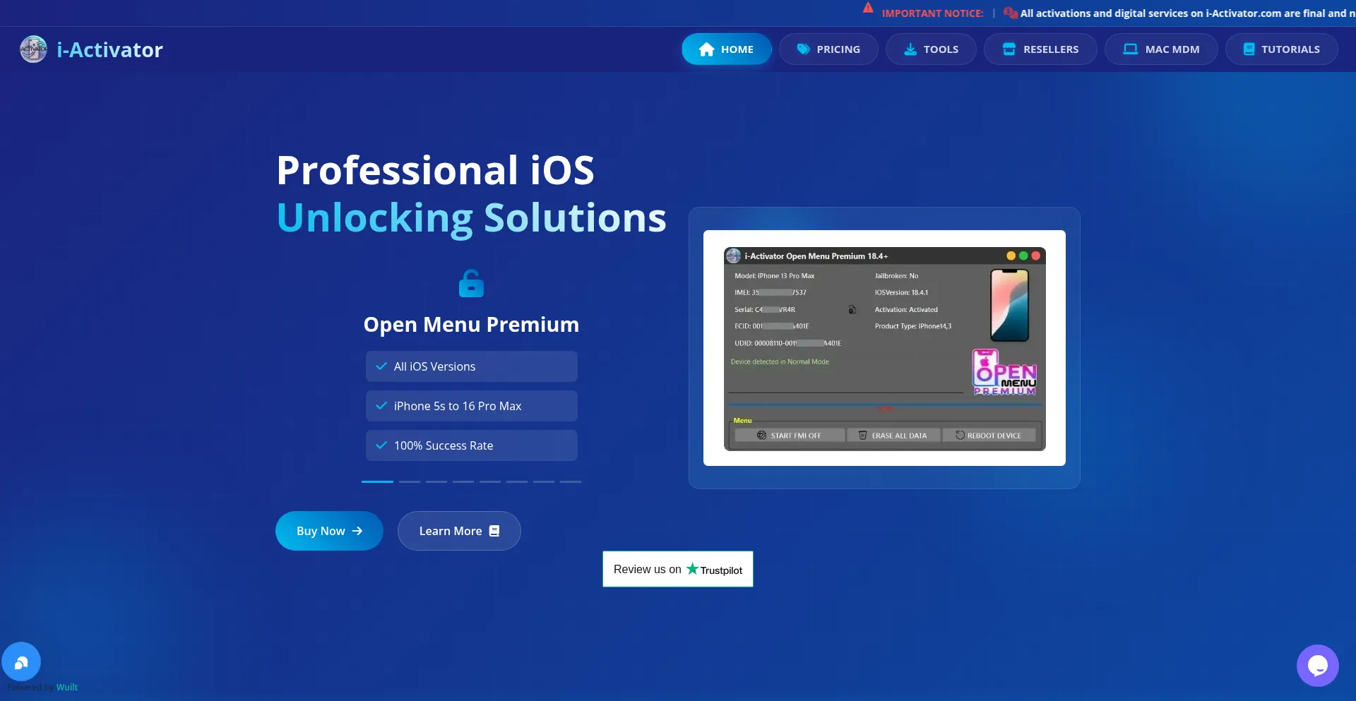 Website screenshot of I-activator.com