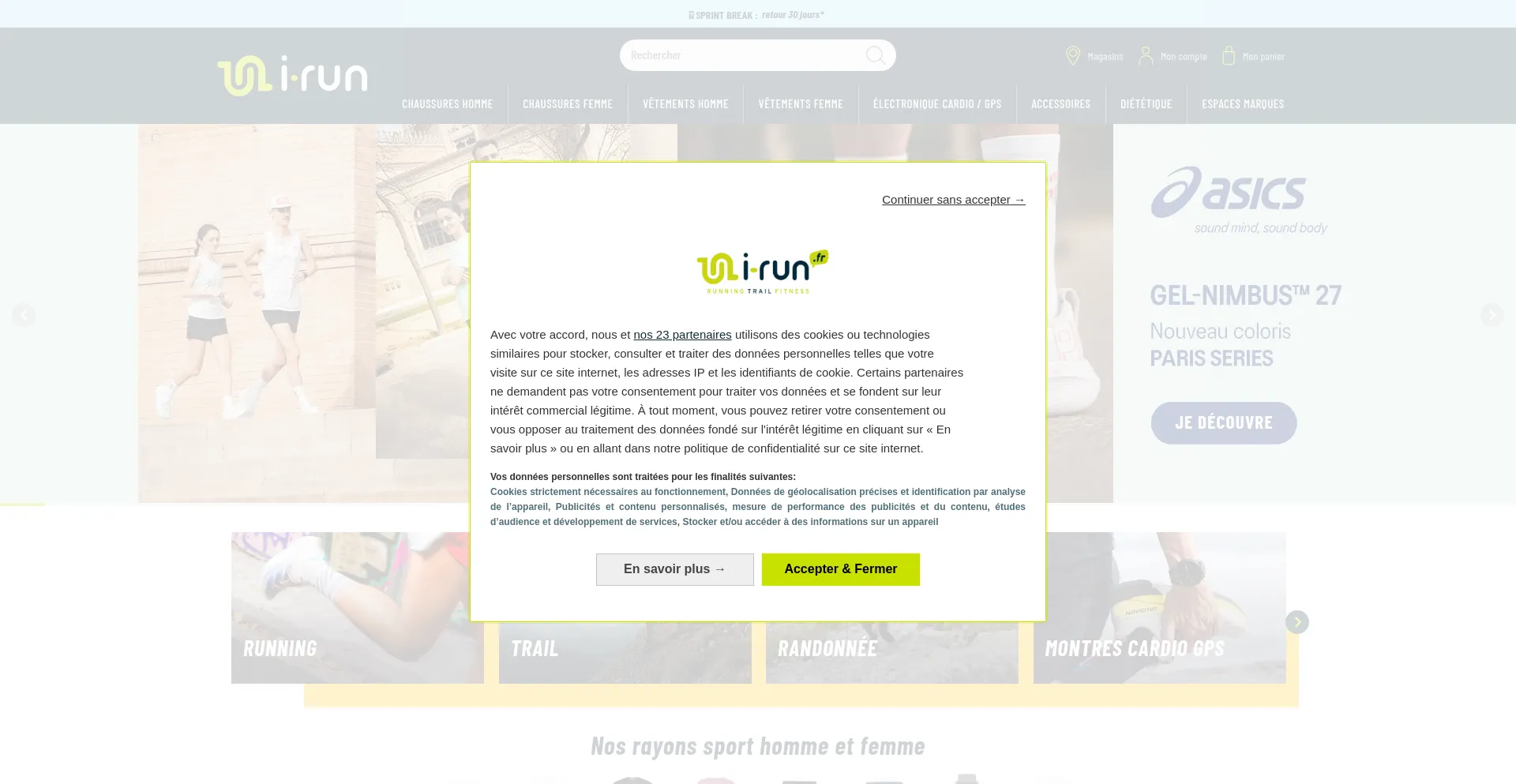 Website screenshot of I-run.fr