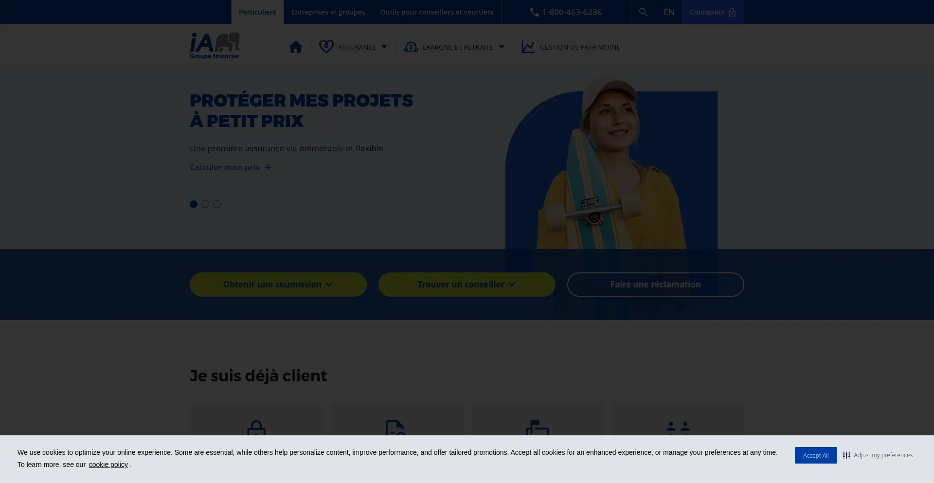 Website screenshot of Ia.ca