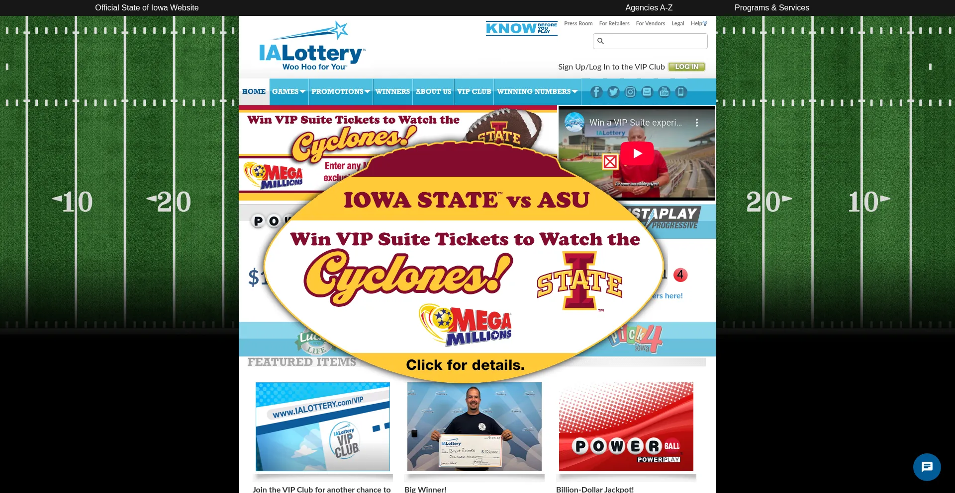 Website screenshot of Ialottery.com