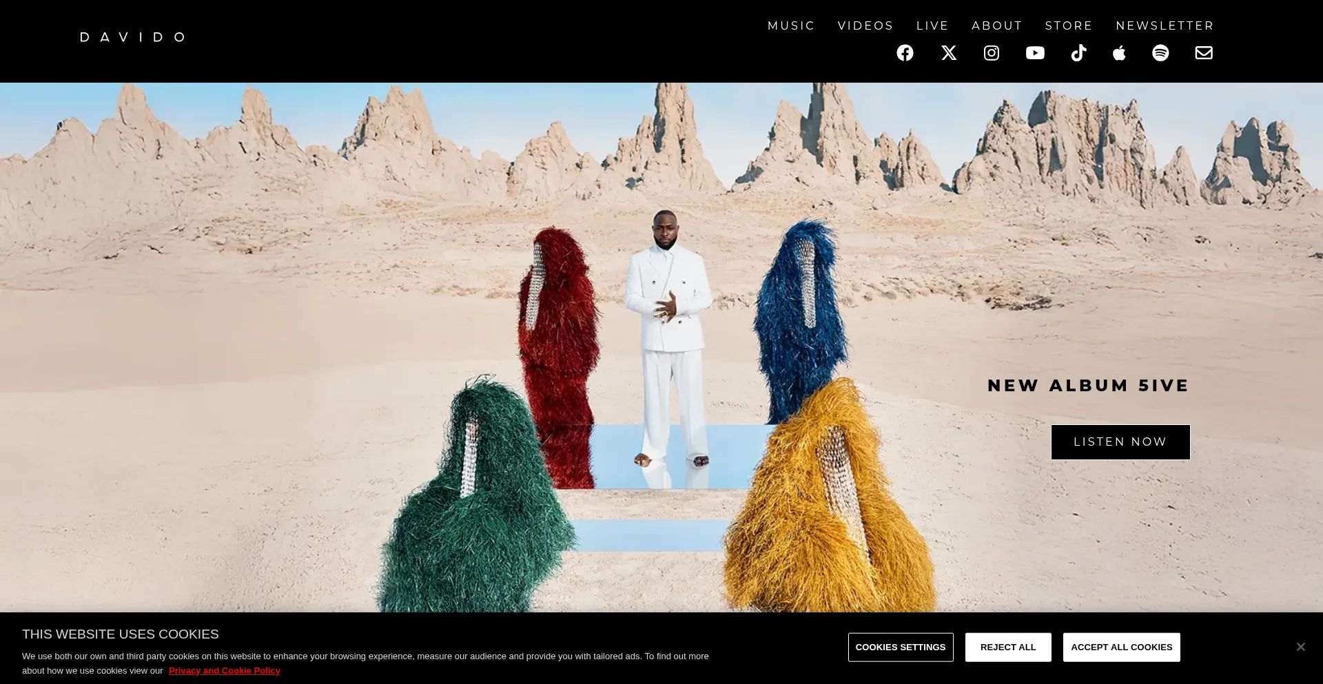 Website screenshot of Iamdavido.com