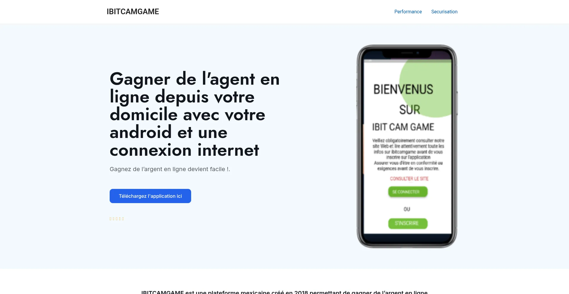Website screenshot of Ibitcamgame.com