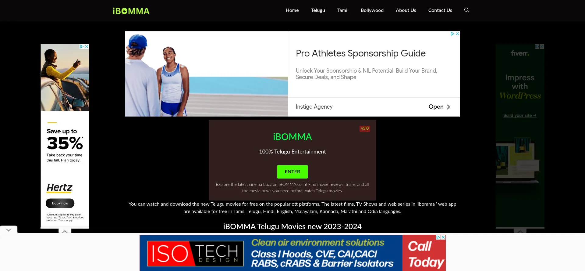 Website screenshot of Ibomma.co.in