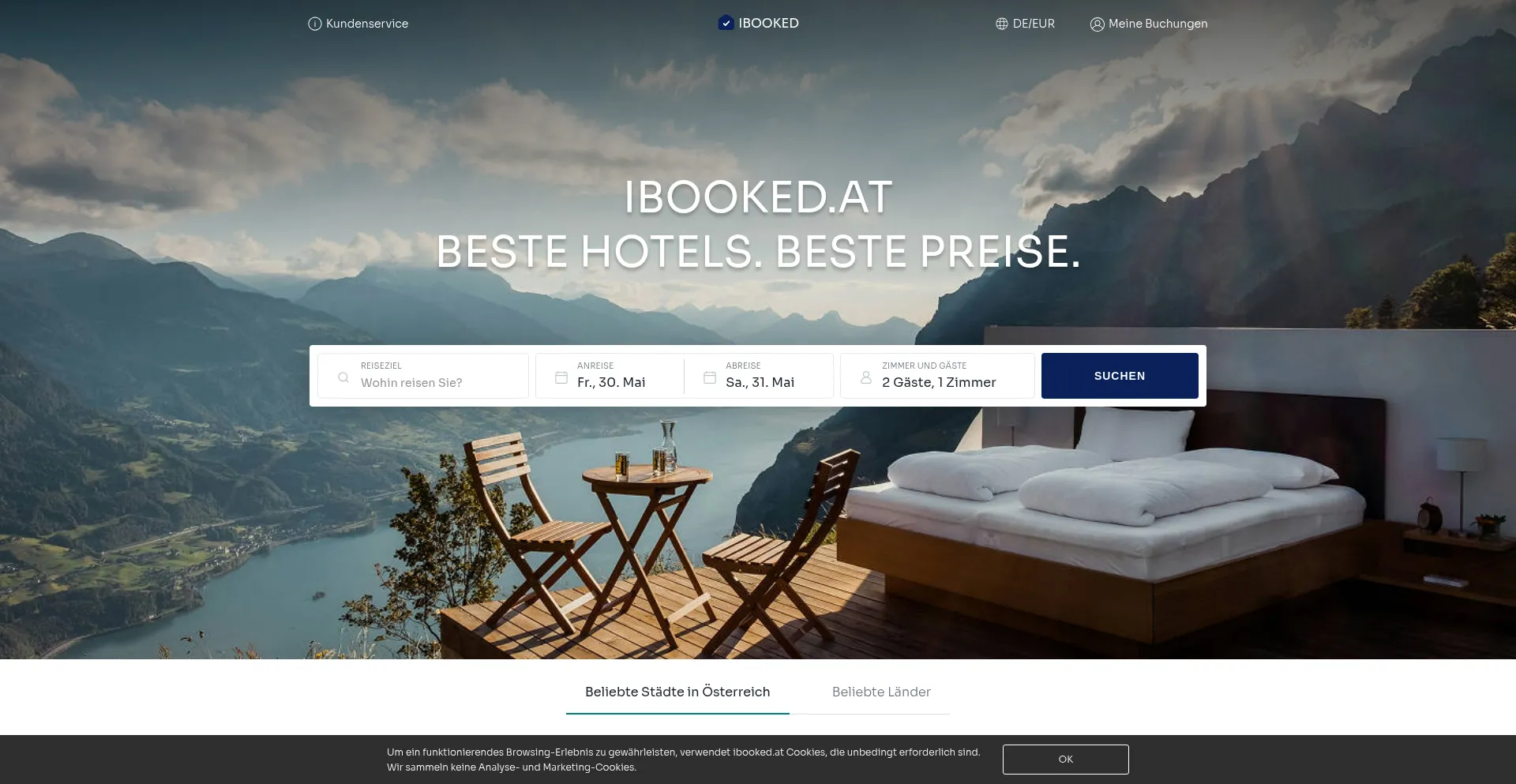 Website screenshot of Ibooked.at