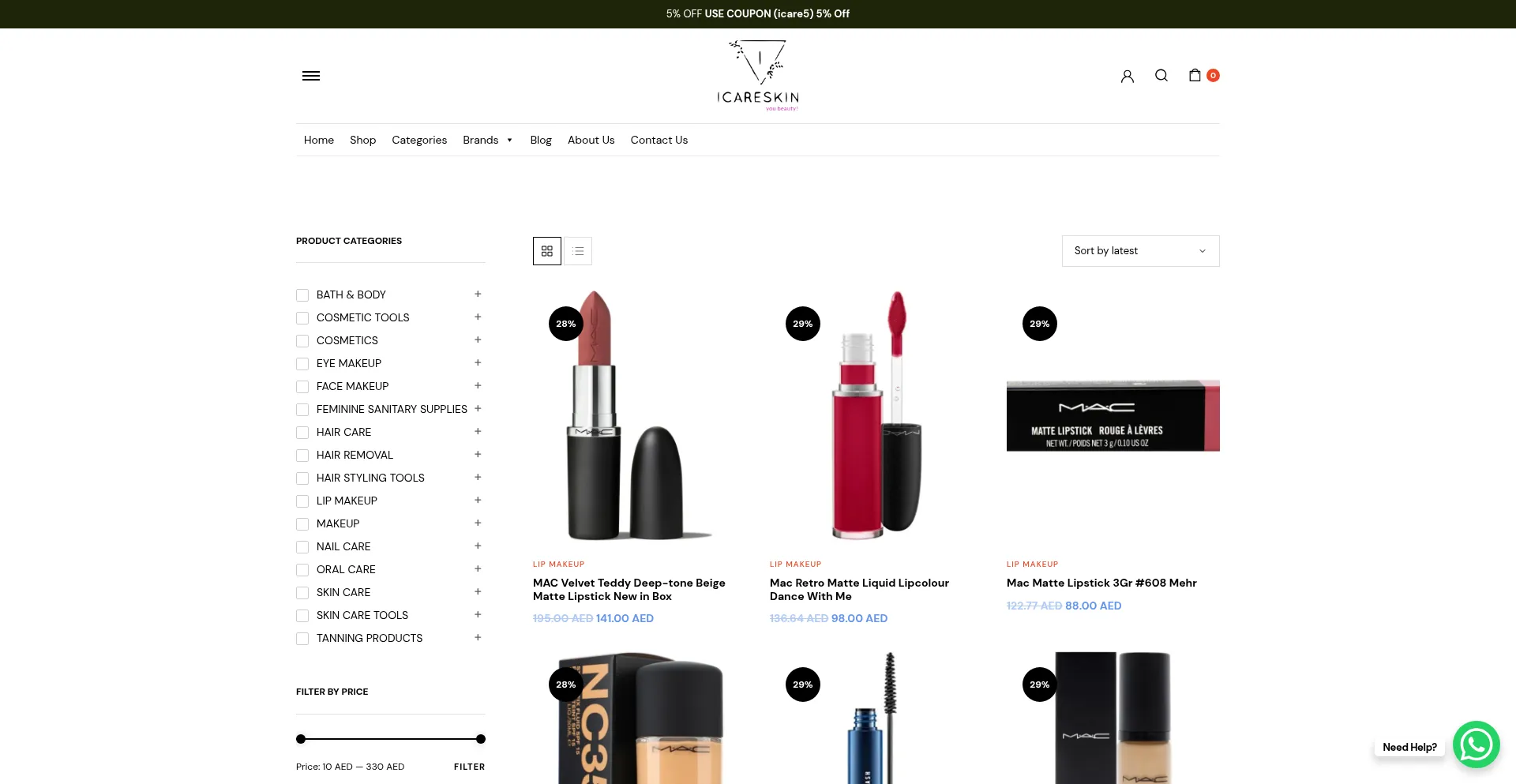 Website screenshot of Icareskin.shop