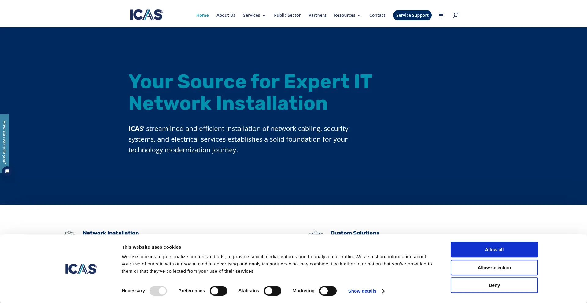 Website screenshot of Icascorp.com