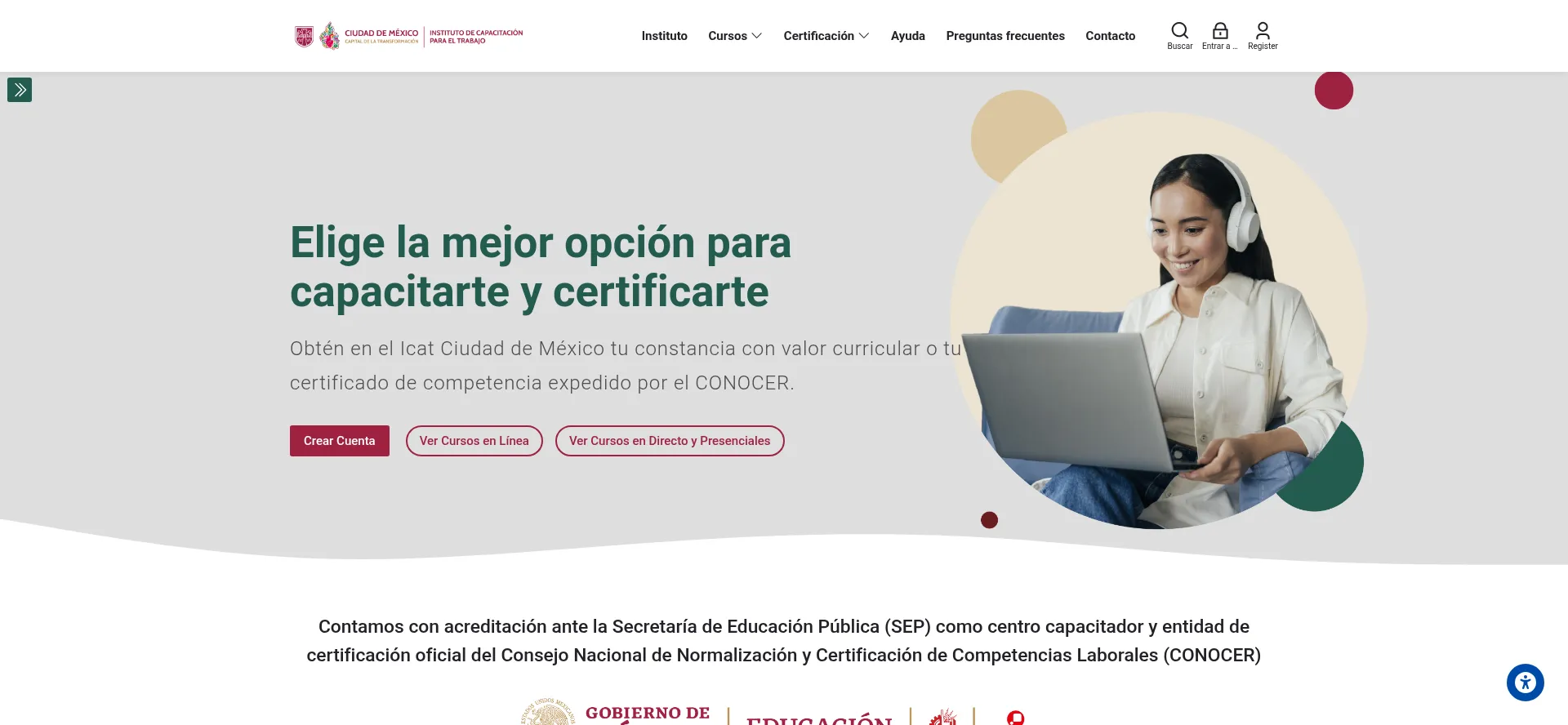 Website screenshot of Icatadistancia.cdmx.gob.mx