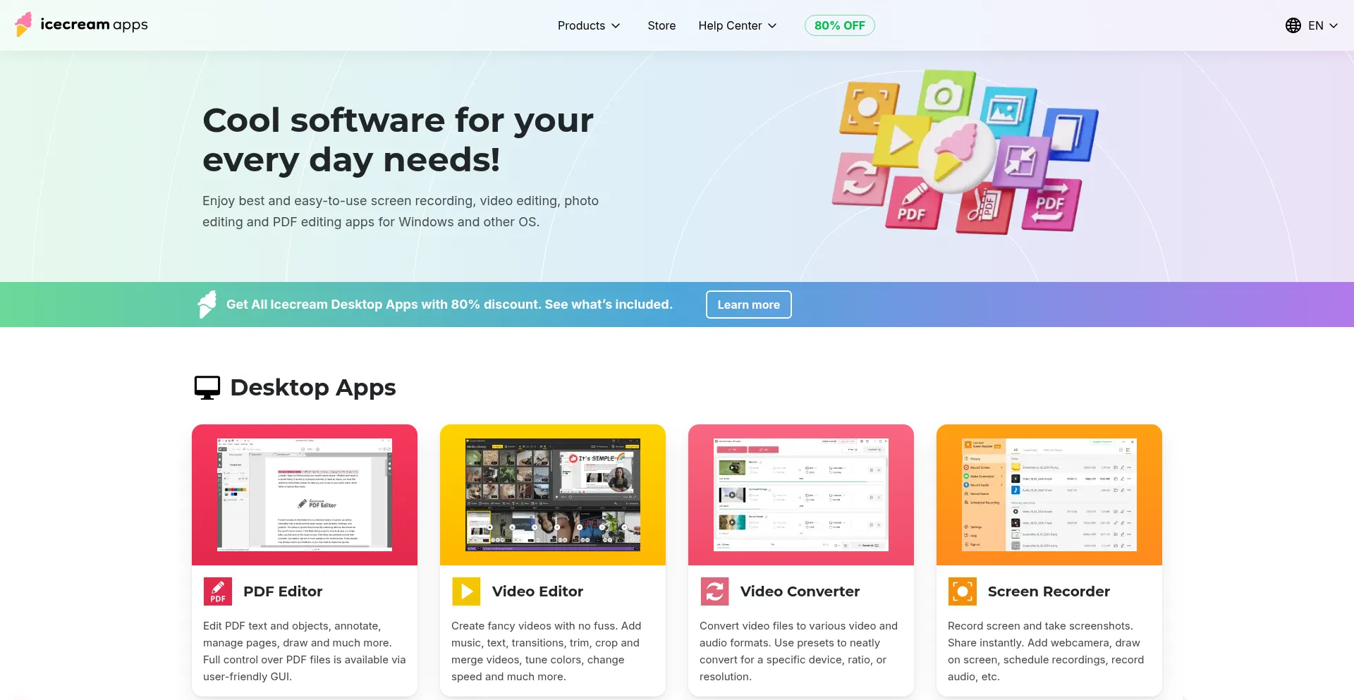 Website screenshot of Icecreamapps.com