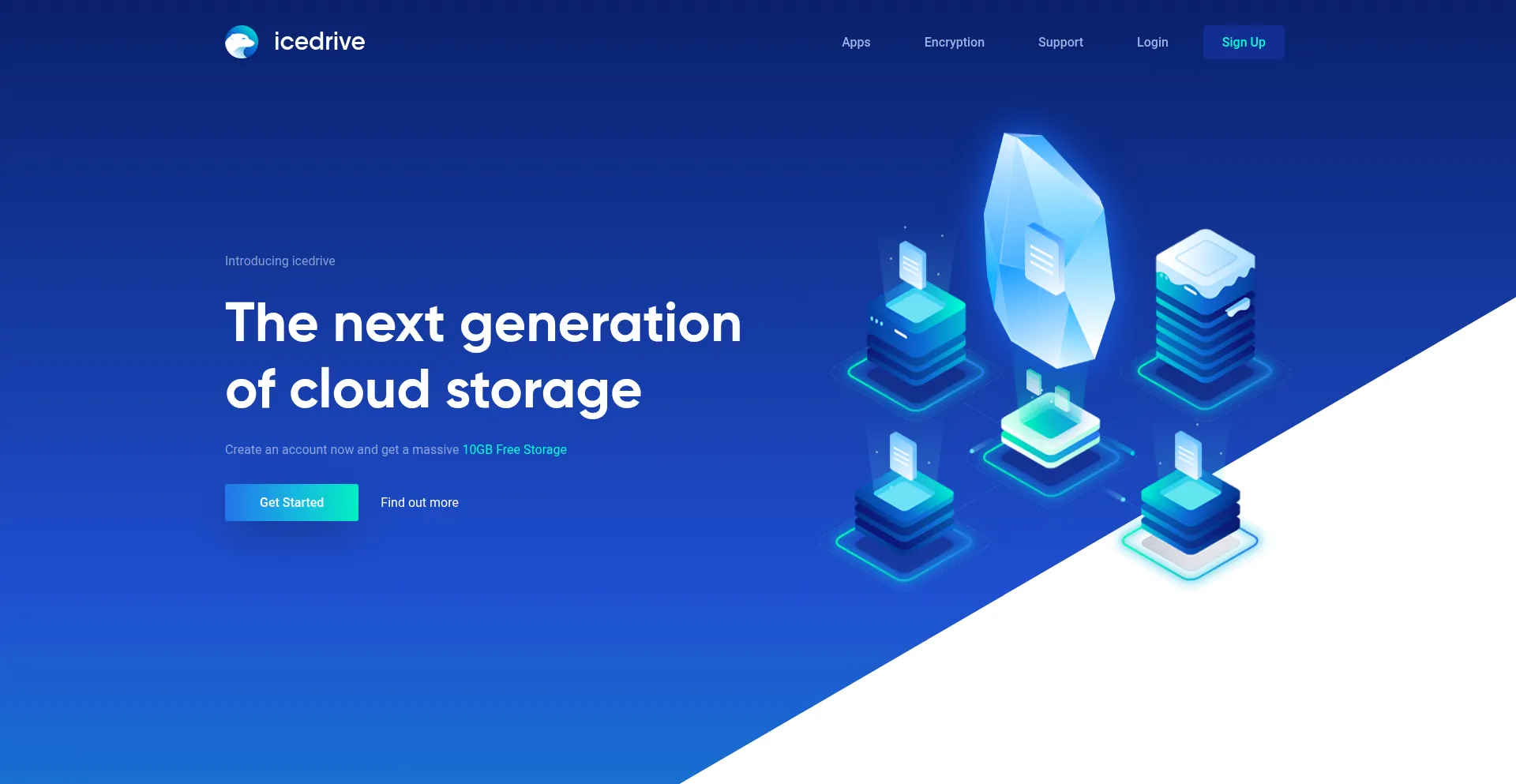 Website screenshot of Icedrive.net