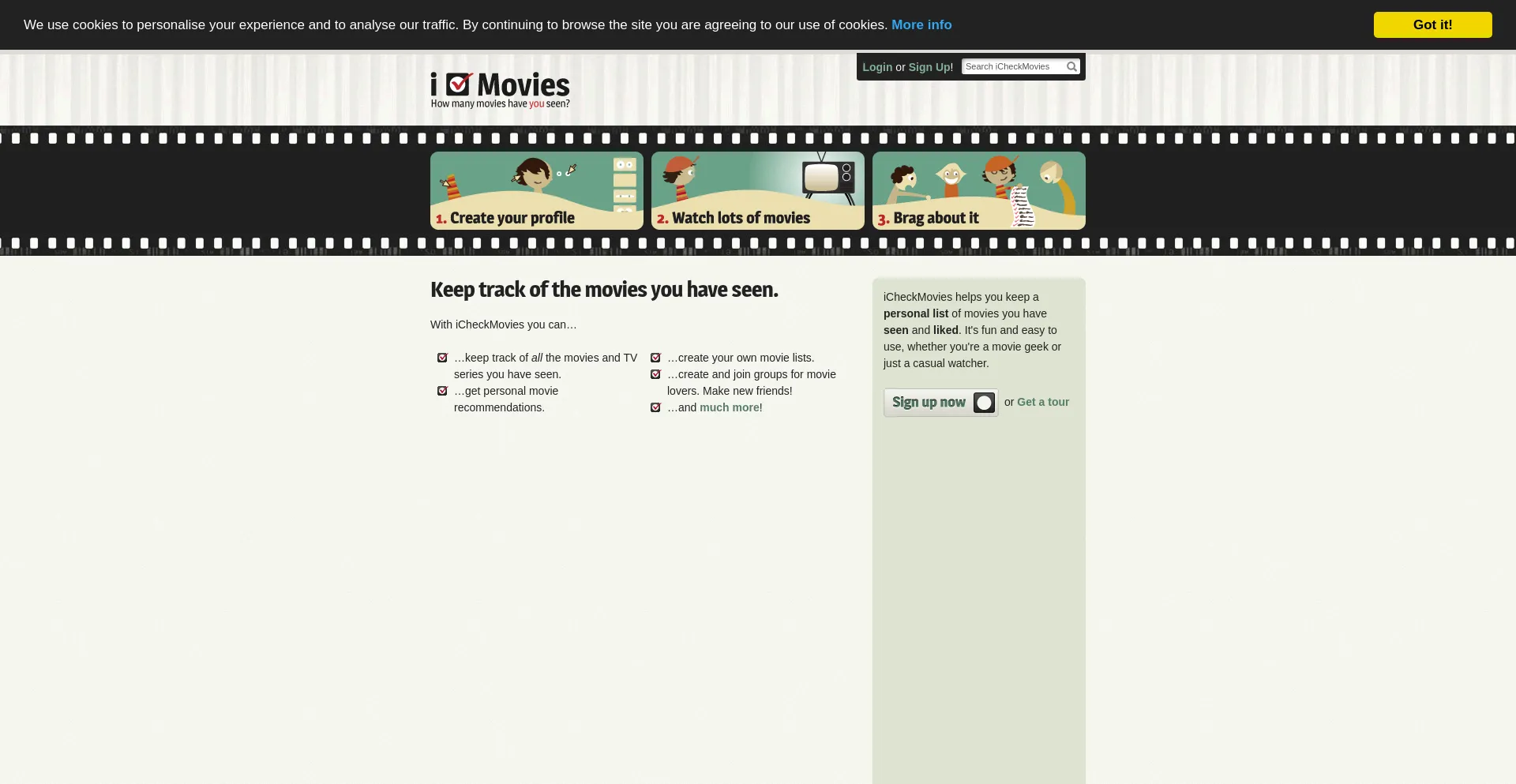 Website screenshot of Icheckmovies.com