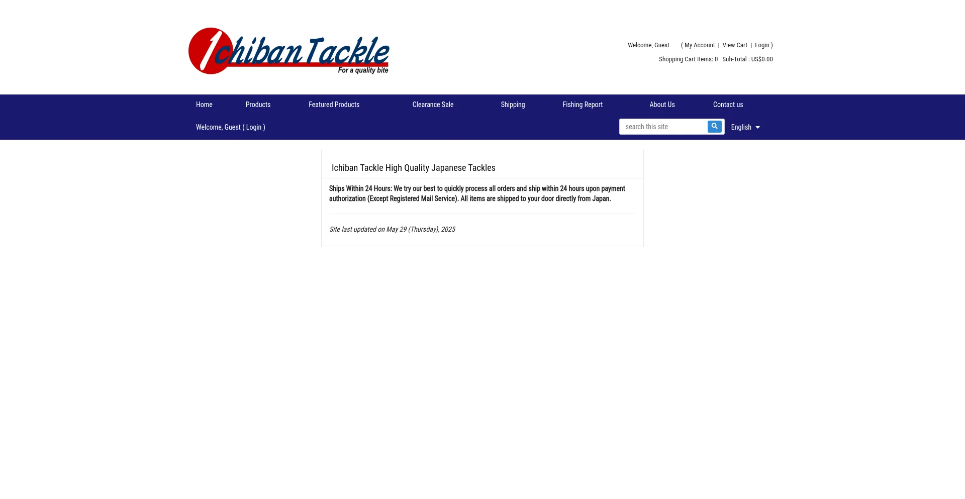 Website screenshot of Ichibantackle.com