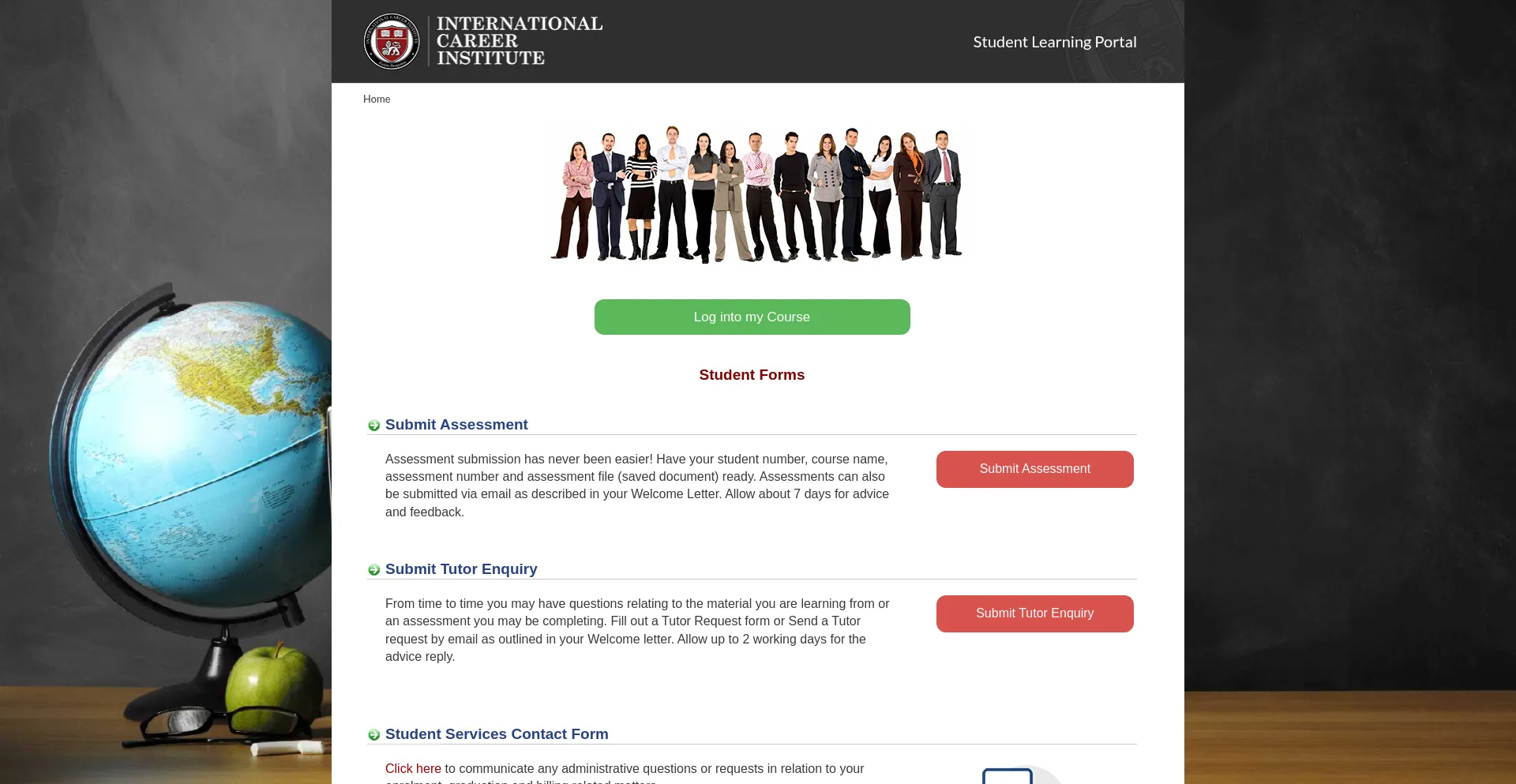 Website screenshot of Icitutor.com