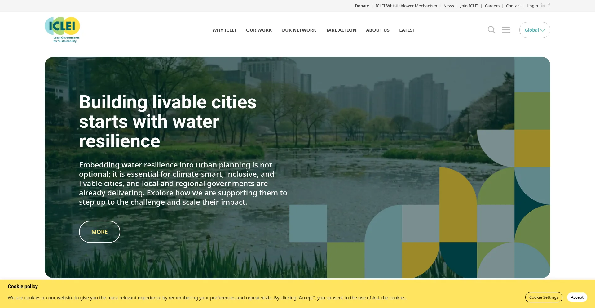Website screenshot of Iclei.org