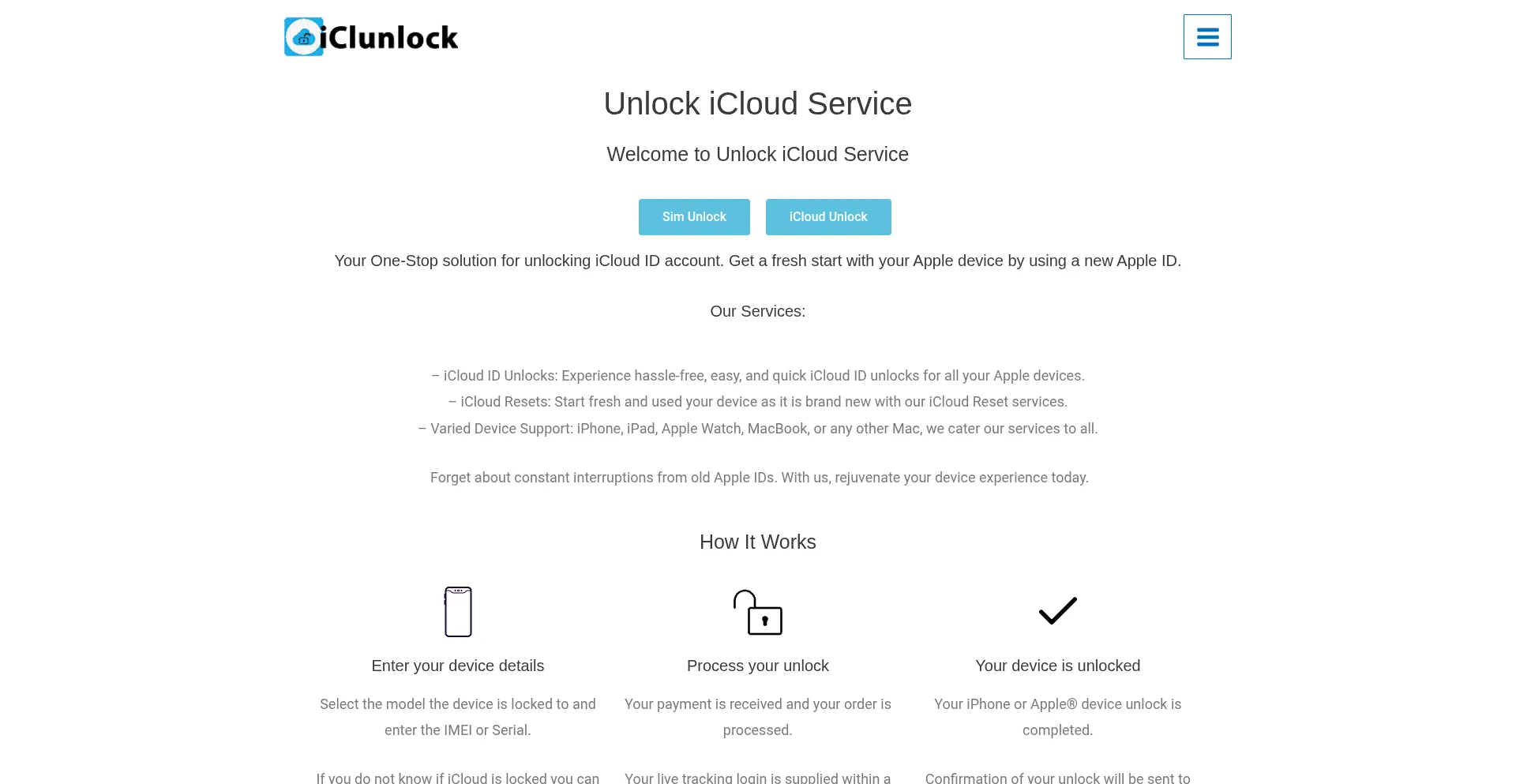 Iclunlock.com Screenshot