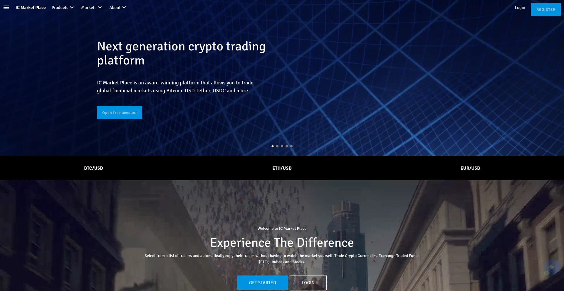 Website screenshot of Icmarketplace.com