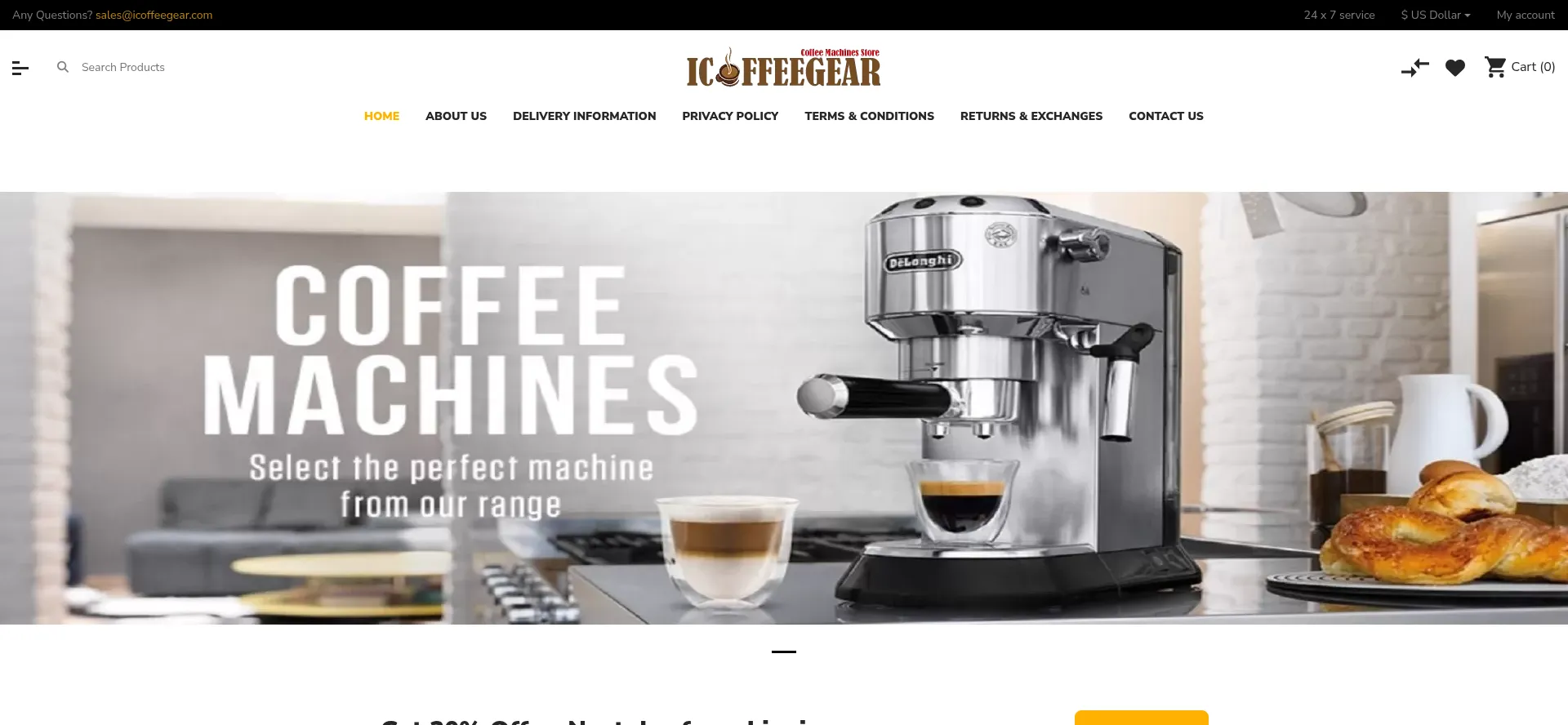 Website screenshot of Icoffeegear.com