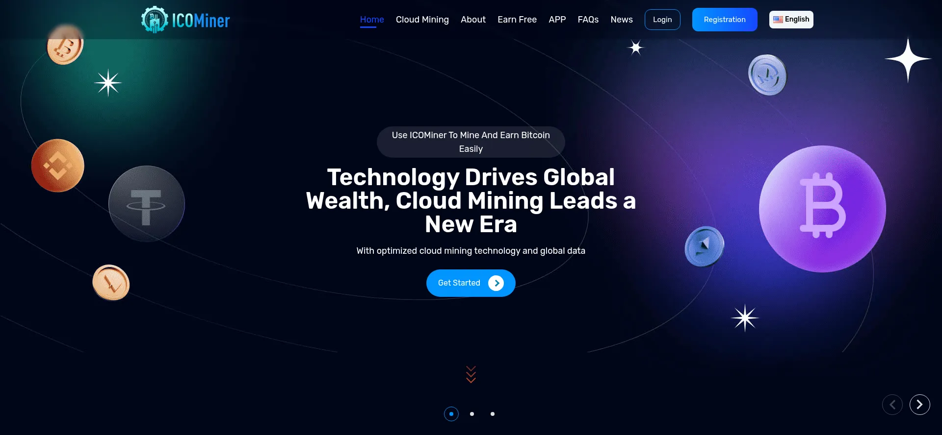 Website screenshot of Icominer.net