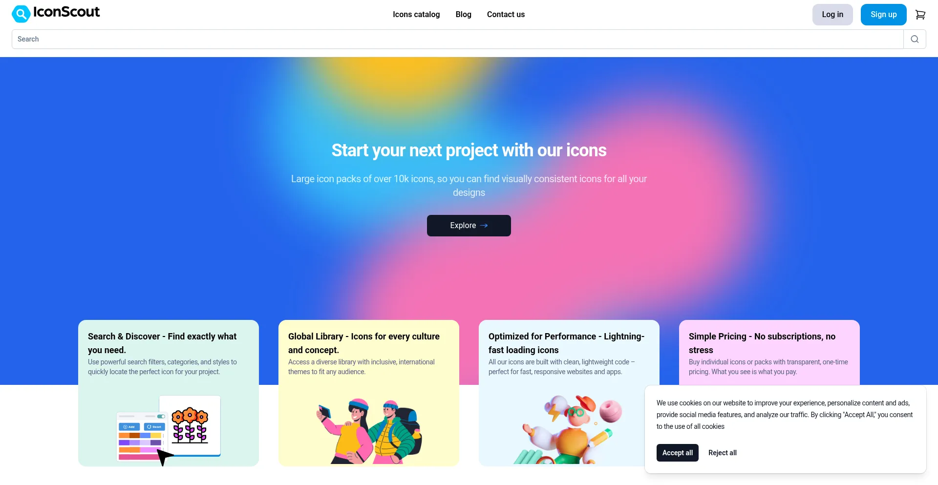 Website screenshot of Iconscout.io