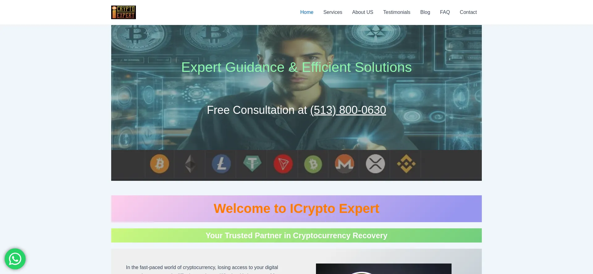 Website screenshot of Icryptoexpert.com